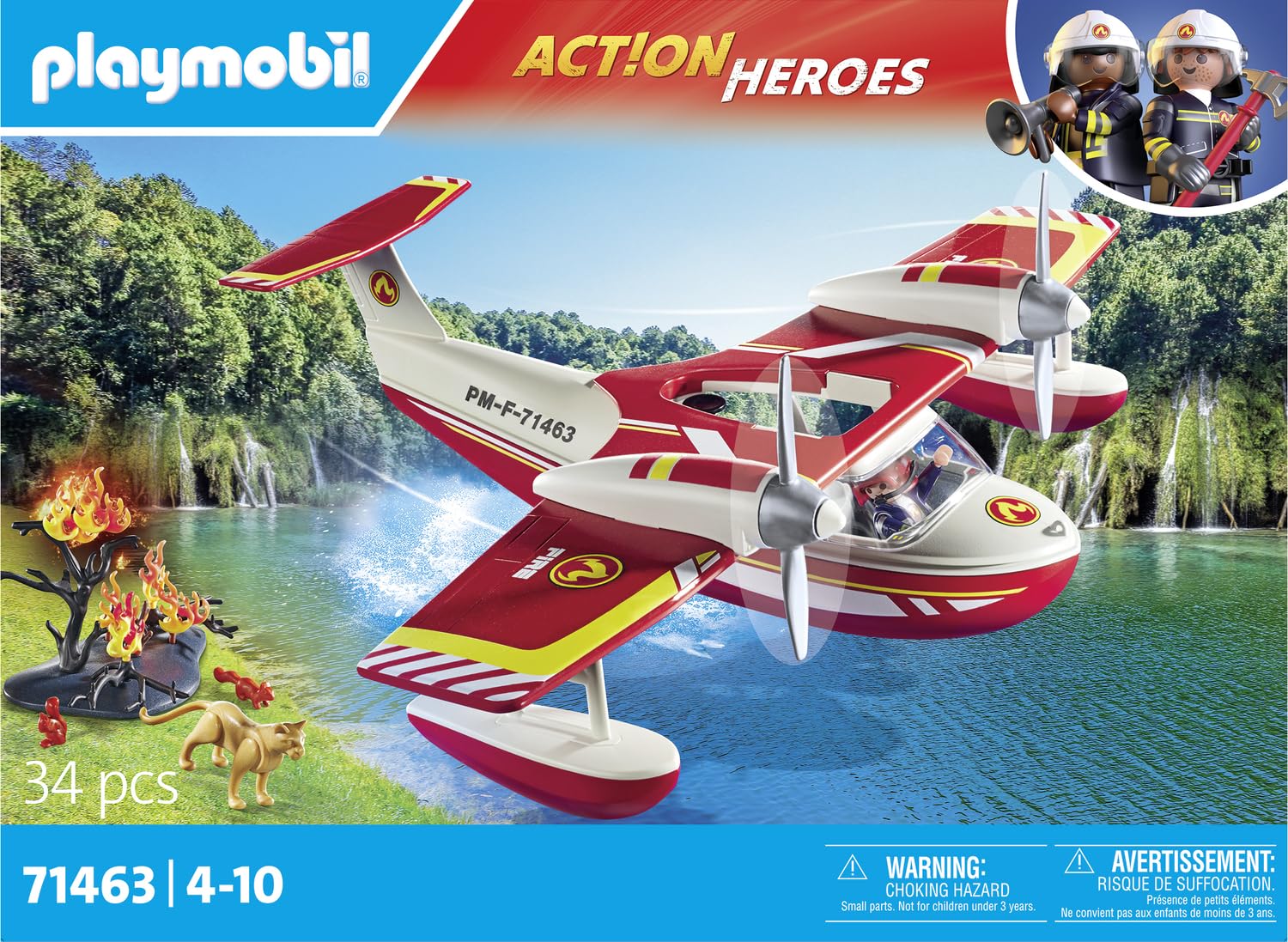 Playmobil 71463 Firefighting Seaplane Playset - Action Hero Rescue Mission with Extinguishing Function, Ages 4+ 7