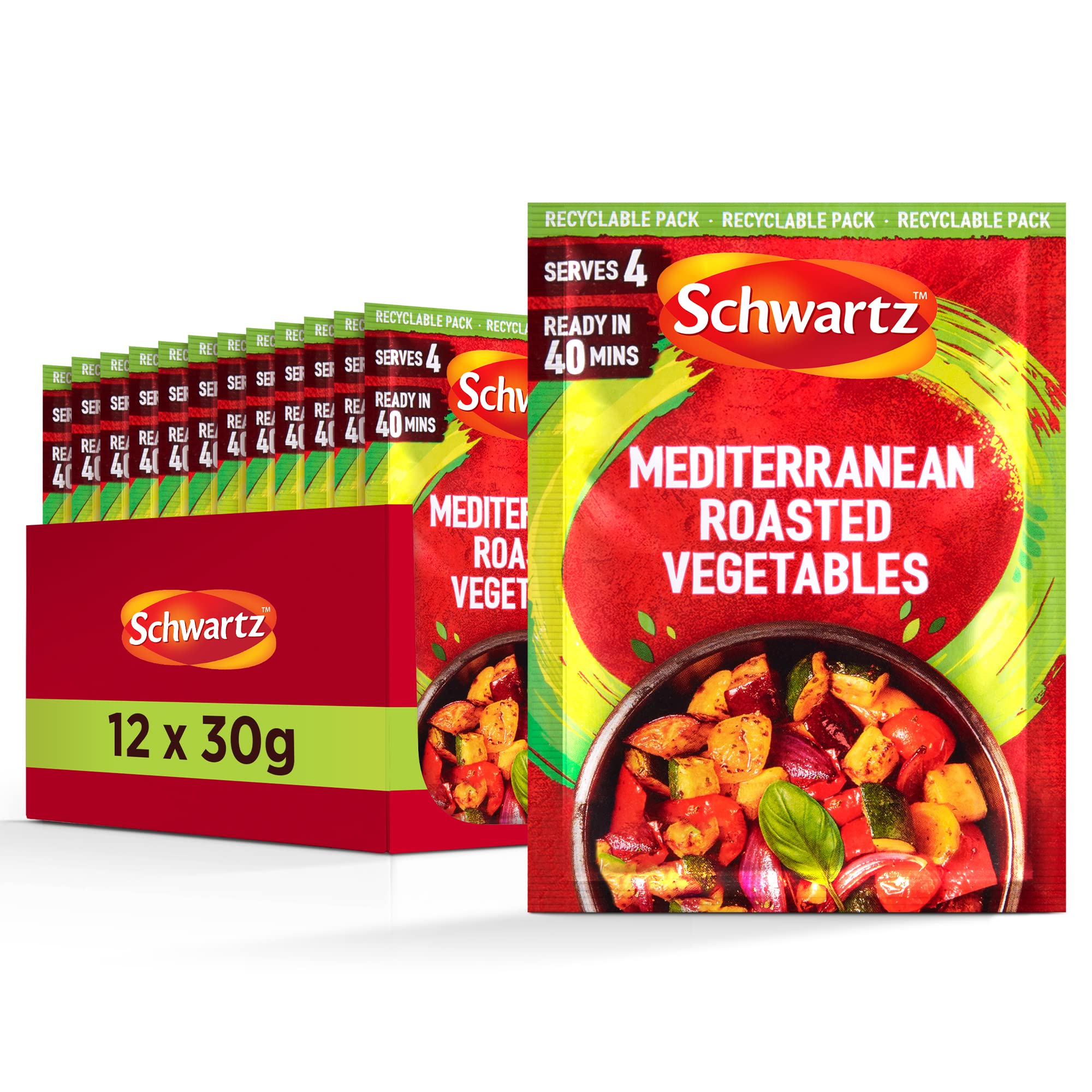 Schwartz Mediterranean Roasted Vegetables Recipe Mix 30g | Pack of 12 | With Garlic, Basil & Parsley | Vegetarian