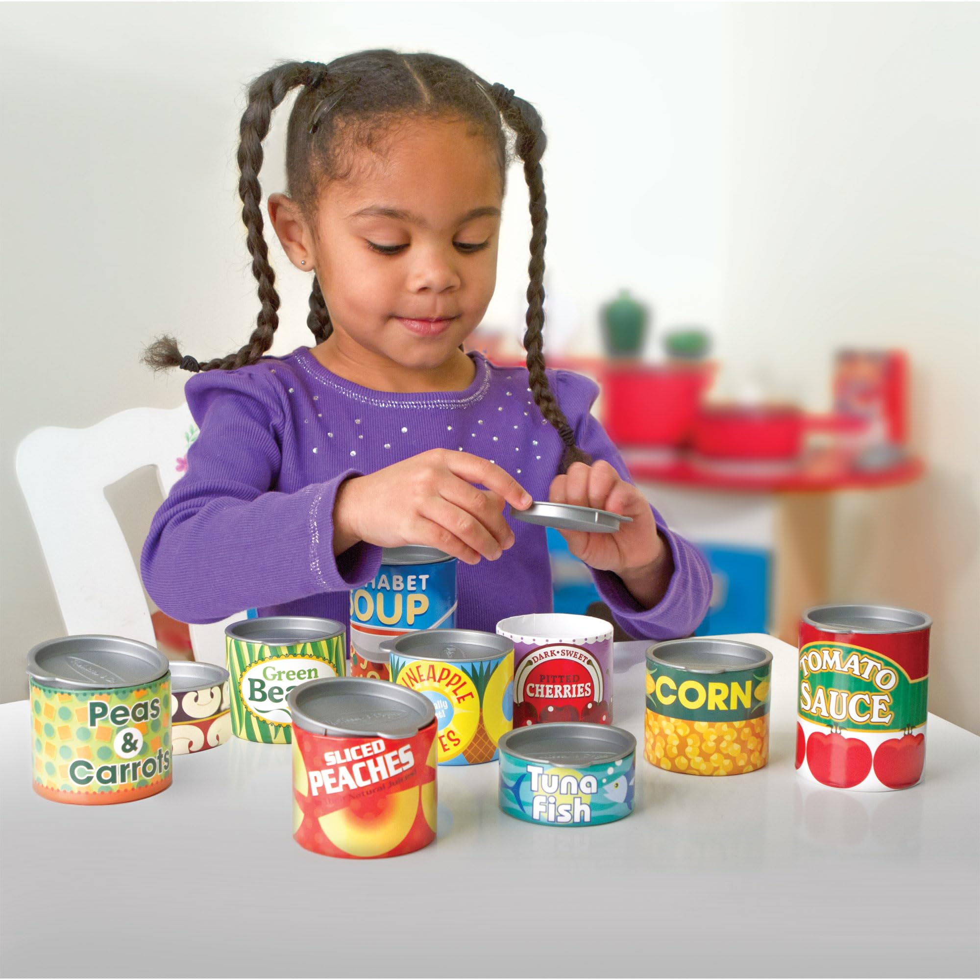Melissa & Doug Let's Play House! Grocery Cans - Pretend Play Food Set for Kids 3+ 8