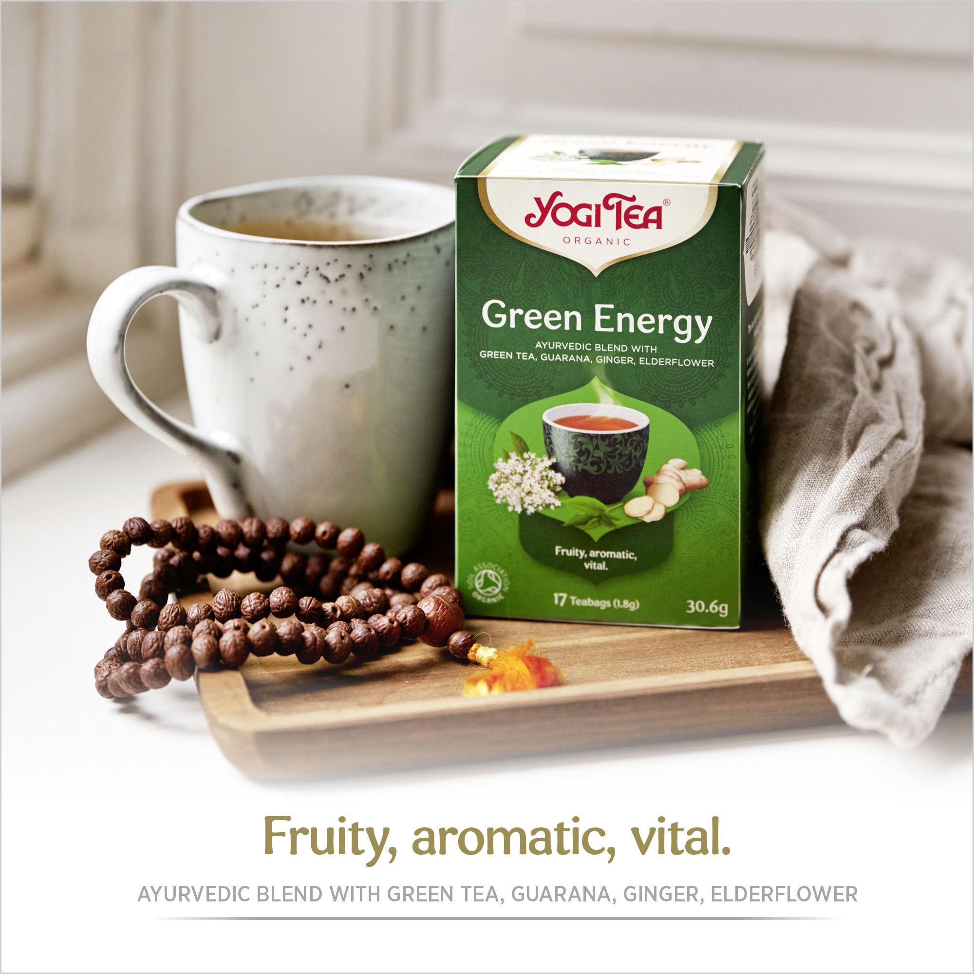 YOGI TEA - Green Energy Organic Herbal Tea, Blend of Green Tea, Guarana, Ginger and Elderflower, 6 Packs x 17 Tea Bags (102 Total) 6