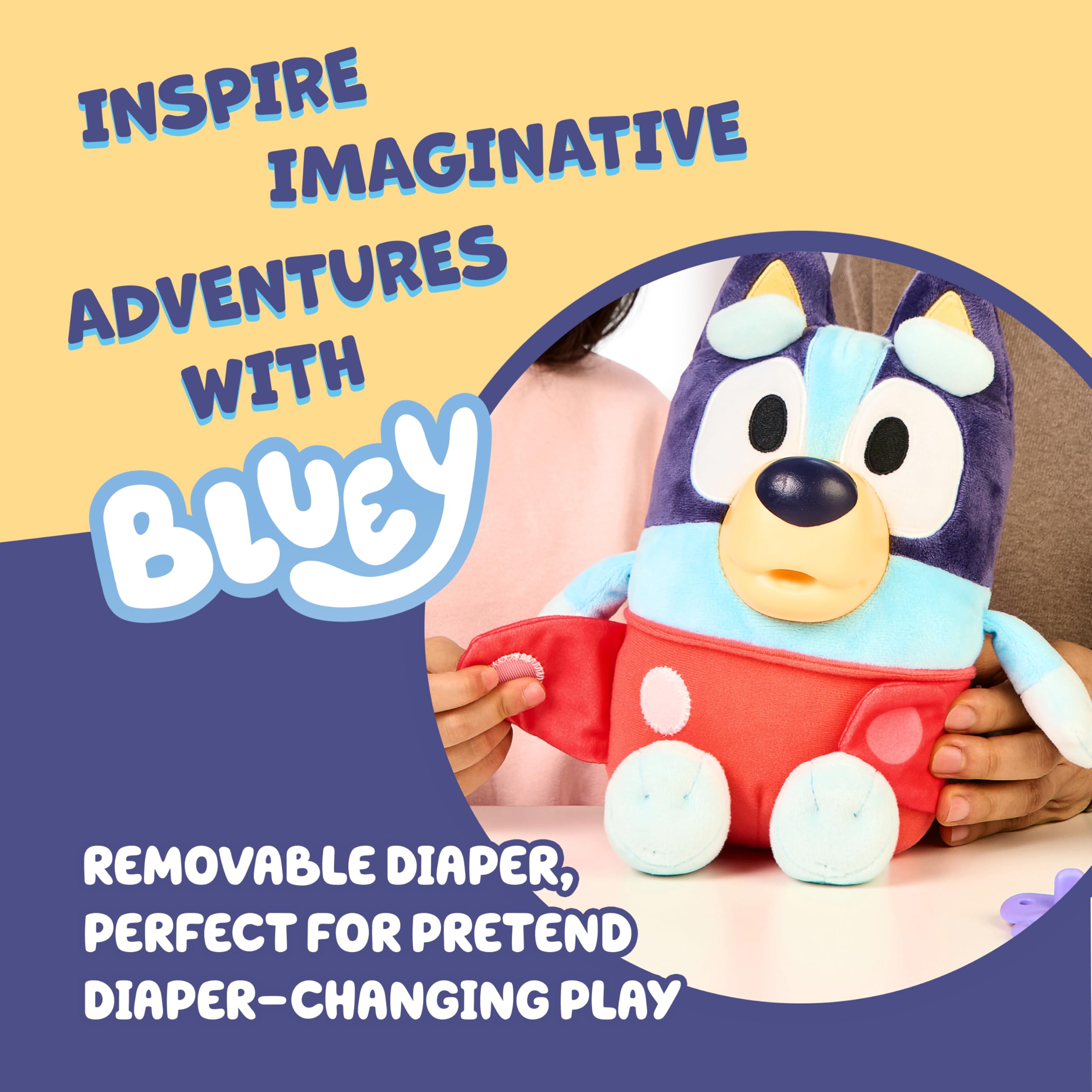 Bluey Cuddle & Care Baby - Interactive Electronic Plush Toy with Sounds & Accessories 4
