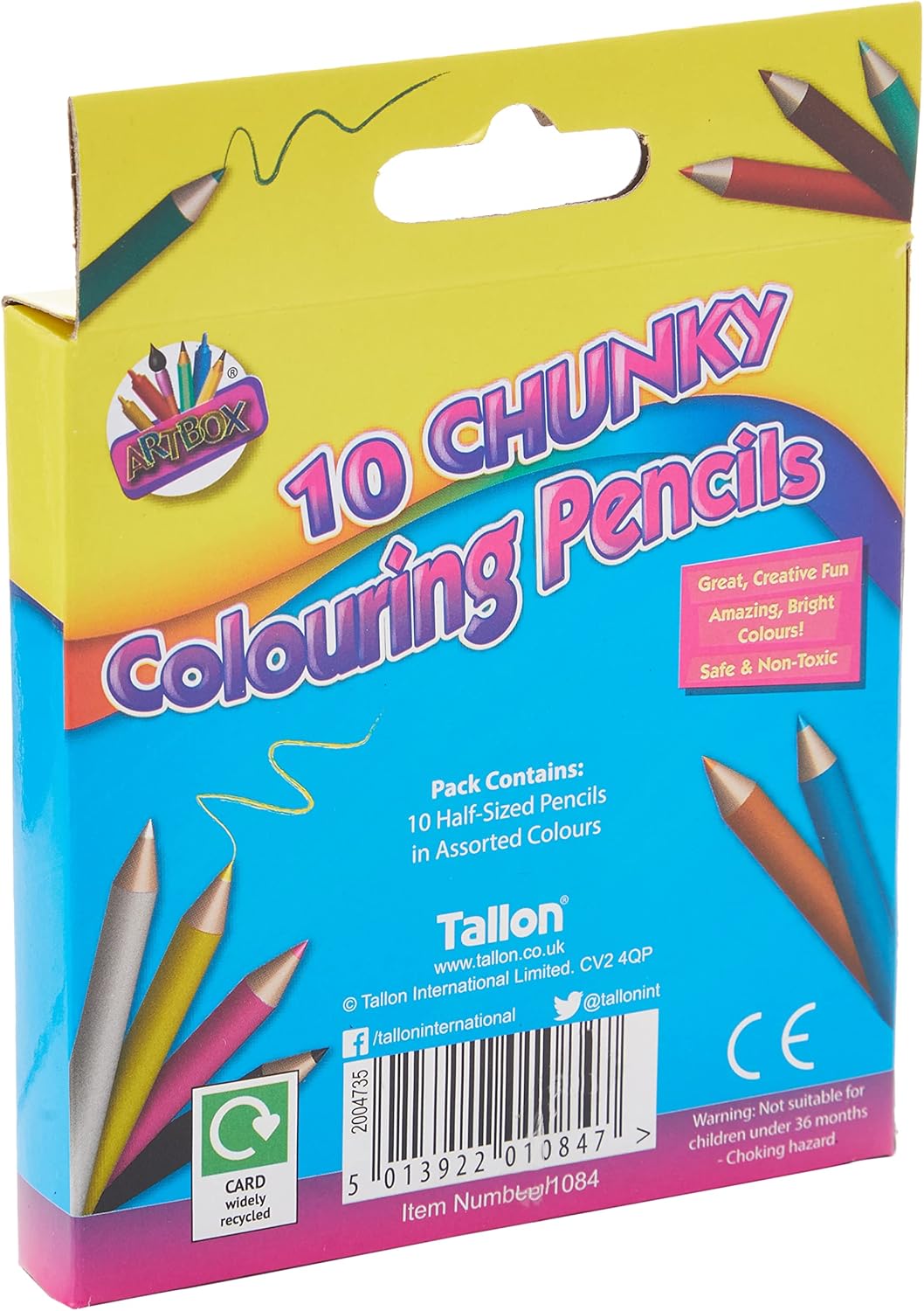 Artbox Chunky Colouring Pencils - 1/2 Size, 10-Pack with Sharpener - Ideal for School 6