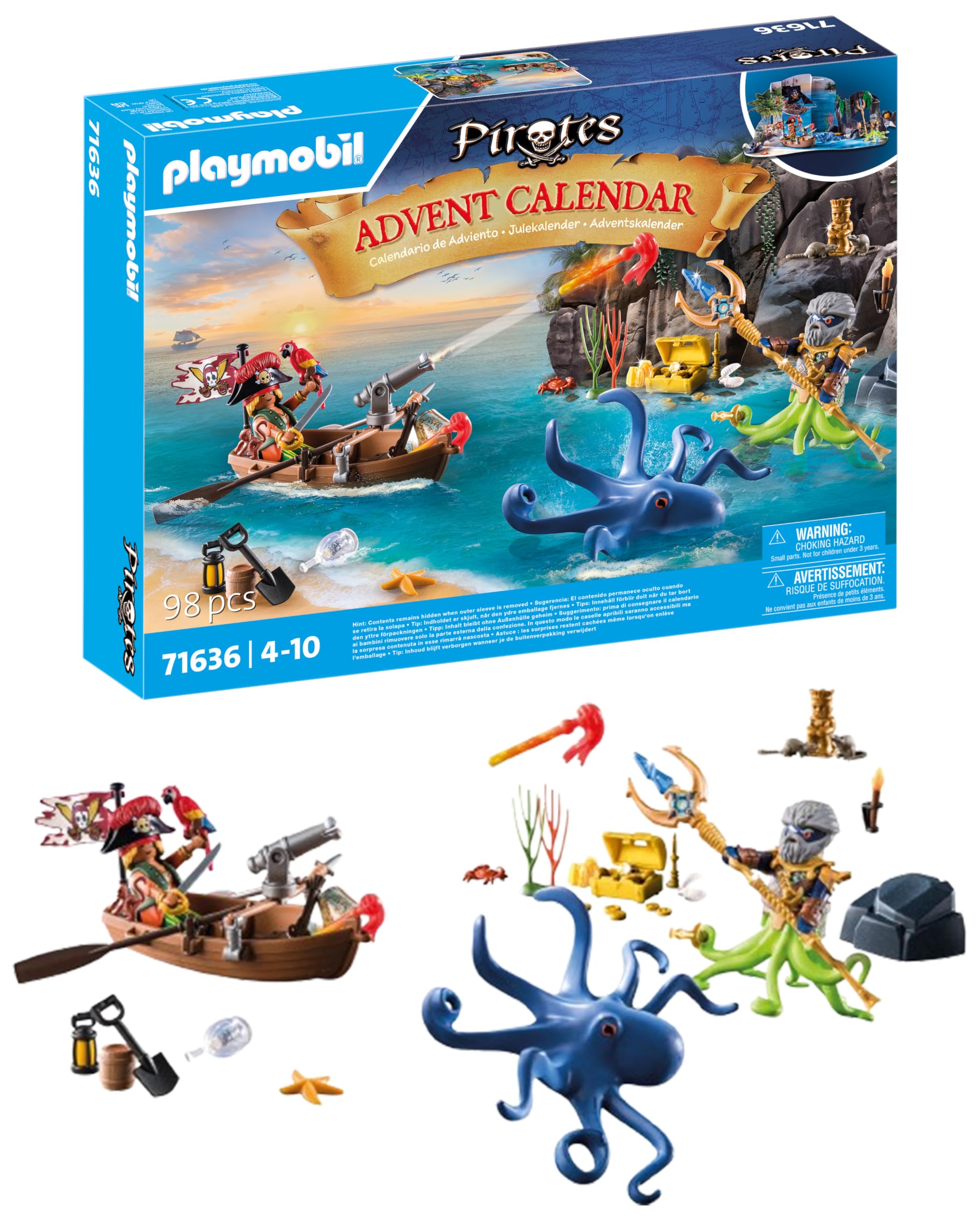 Playmobil 71636 Advent Calendar: Pirates - 24-Day Treasure Hunt Countdown for Kids Ages 4+