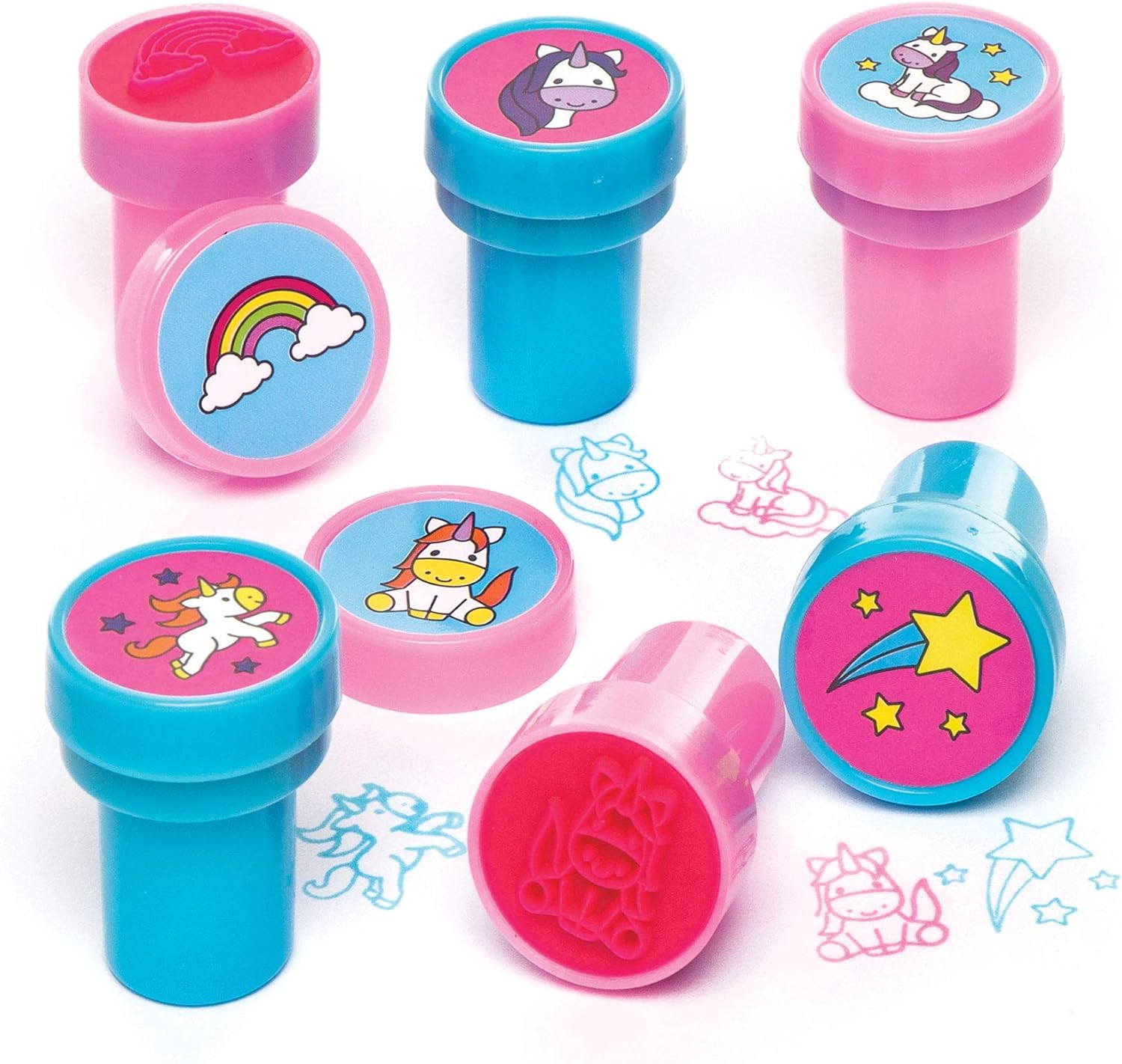 Baker Ross Rainbow Unicorn Self-Inking Stampers - Pack of 10 Assorted Designs for Arts & Crafts