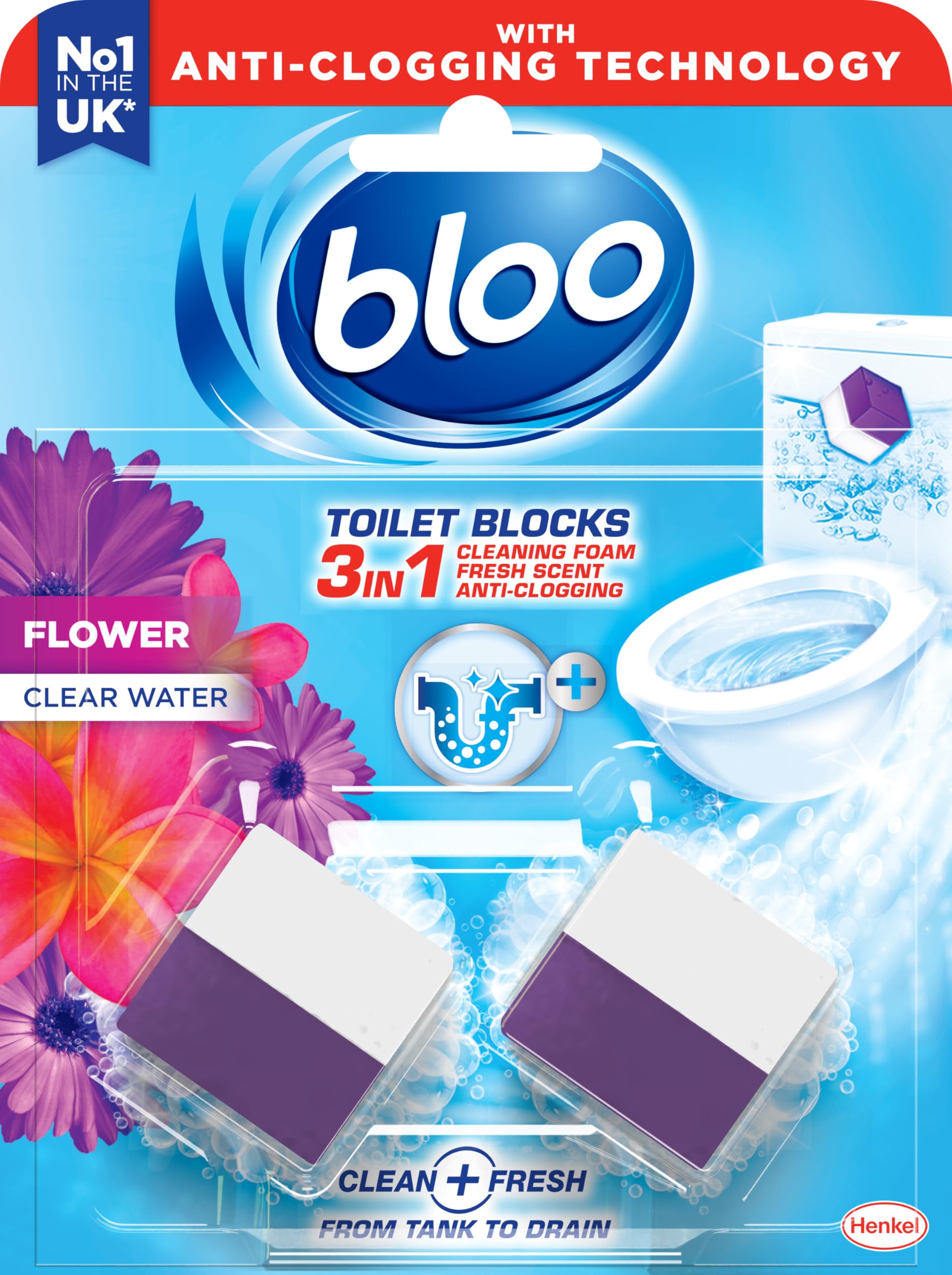 Bloo 3in1 Toilet Blocks - Limescale Remover & Cleaner | 2 Count Pack