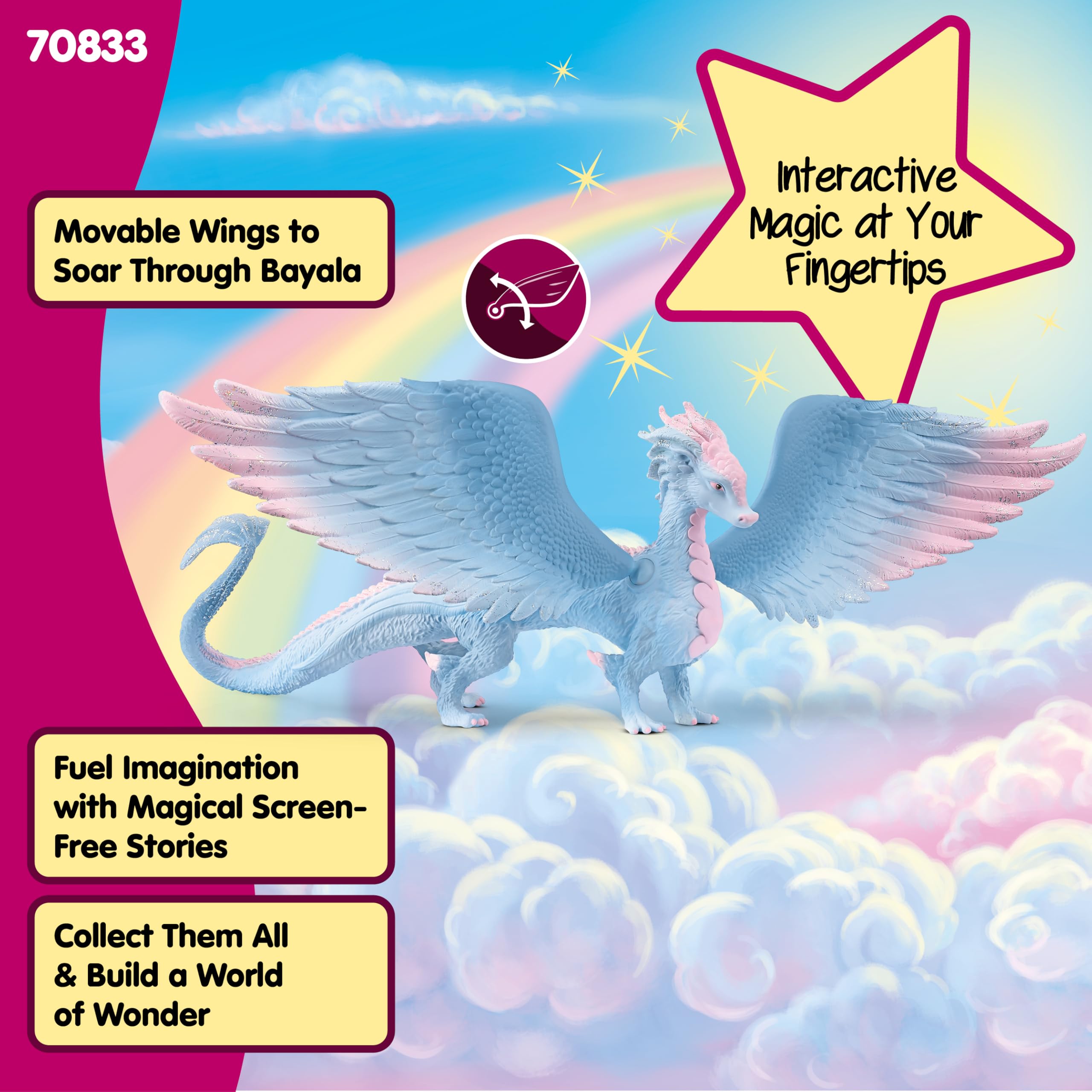 Schleich Crystal Dragon Figure - Movable Wings | Blue/Pink | Ages 5+ | Model 70833 3