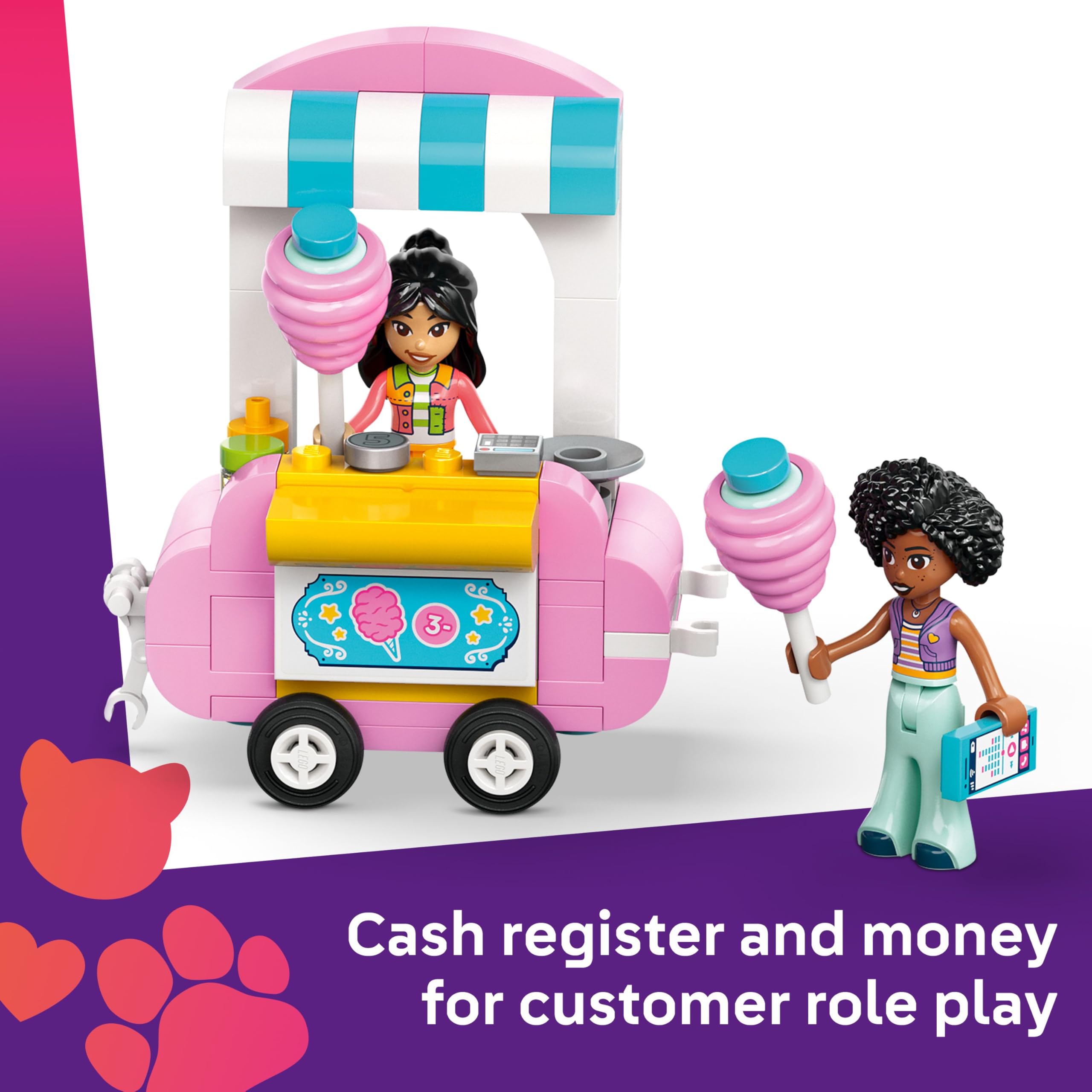 LEGO Friends Candyfloss Stand and Scooter Toy - Building Set with 2 Mini Dolls & Mascot, 110 Pieces 7