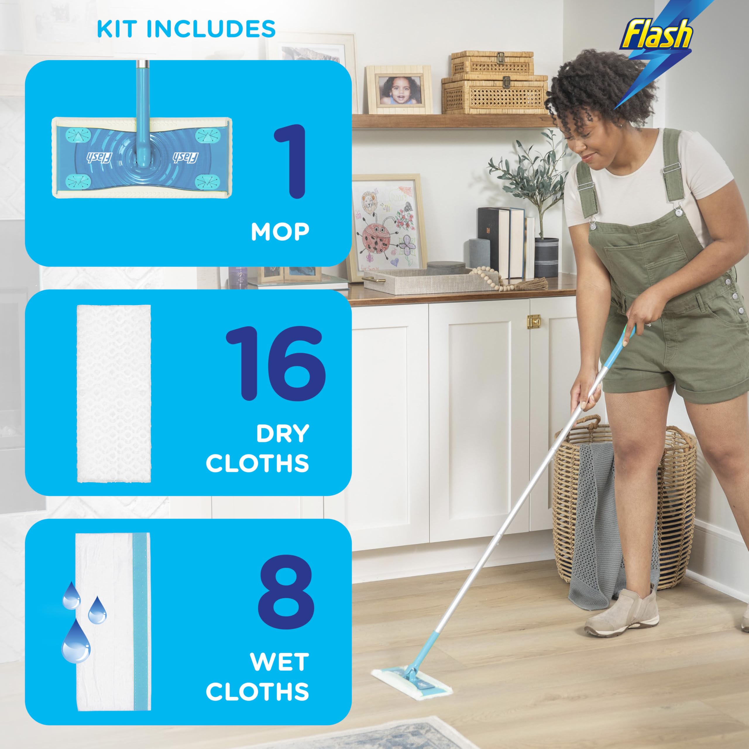 Flash - Speedmop Floor Cleaner Starter Kit with 1 Handle, 8 Wet & 16 Dry Refills 6