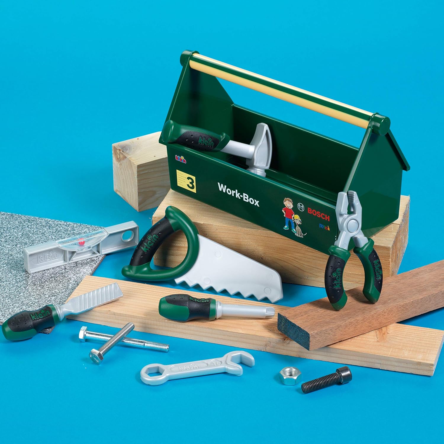 Theo Klein 8573 Bosch Tool Box Set - 7-Piece Play Tools for Kids 3 Years and Up 7