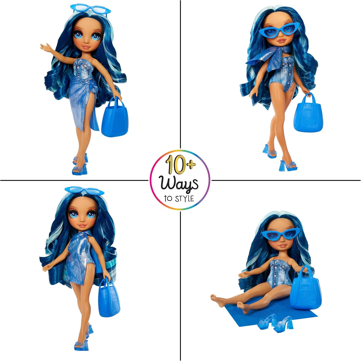 Rainbow High Swim & Style - Skyler (Blue) - 28 cm Doll with Shimmery Wrap 5