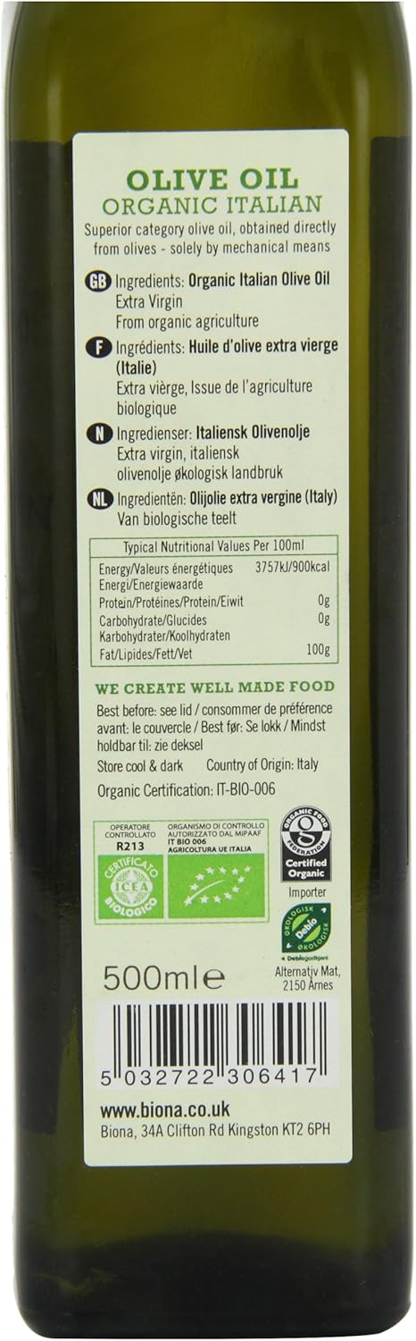 Biona Organic Italian Extra Virgin Olive Oil 500 ml 3