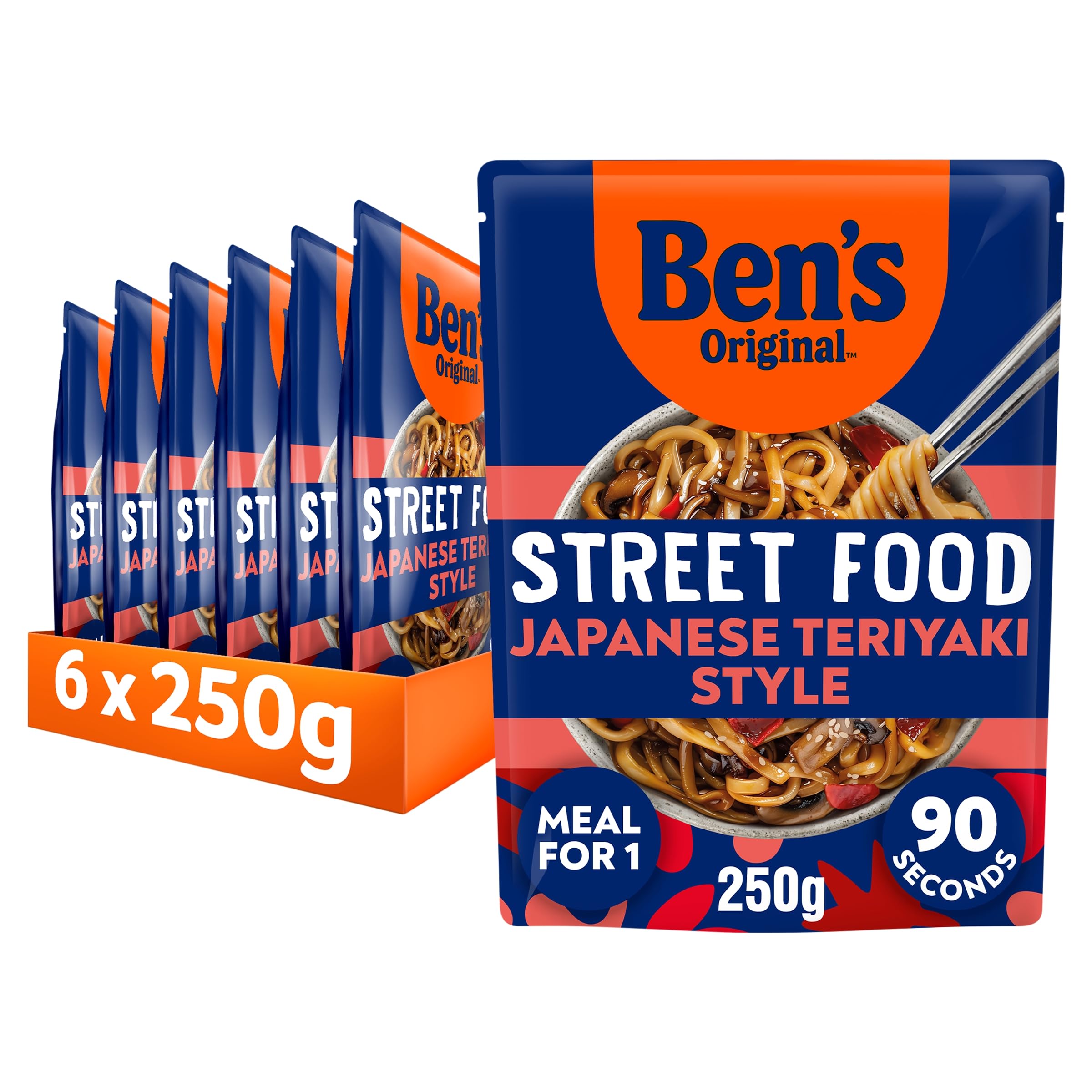 Ben's Original - Street Food Japanese Teriyaki Style Noodles Ready Meal (6x 250g)