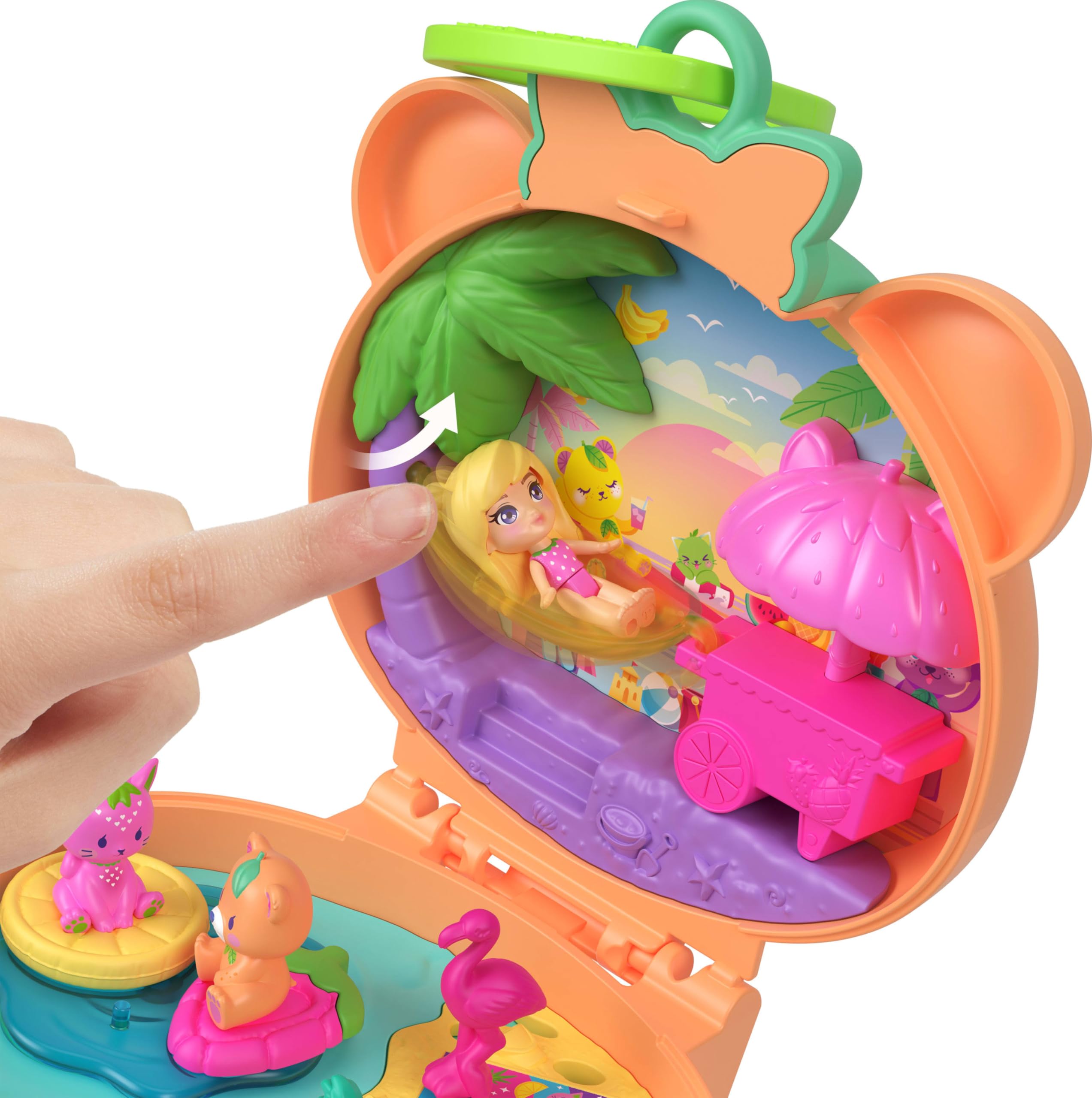 Polly Pocket Plushie Bear Compact Playset with Micro Doll, Pets, Charms, and Keychain | Ages 4+ 4