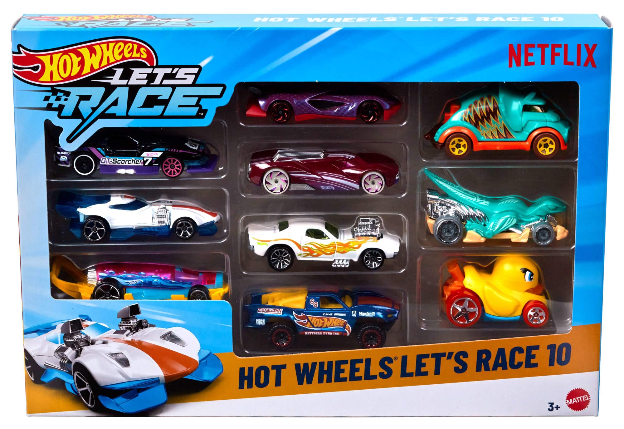 Hot Wheels Let's Race 10-Pack - 1:64 Scale Toy Cars & Trucks for Kids