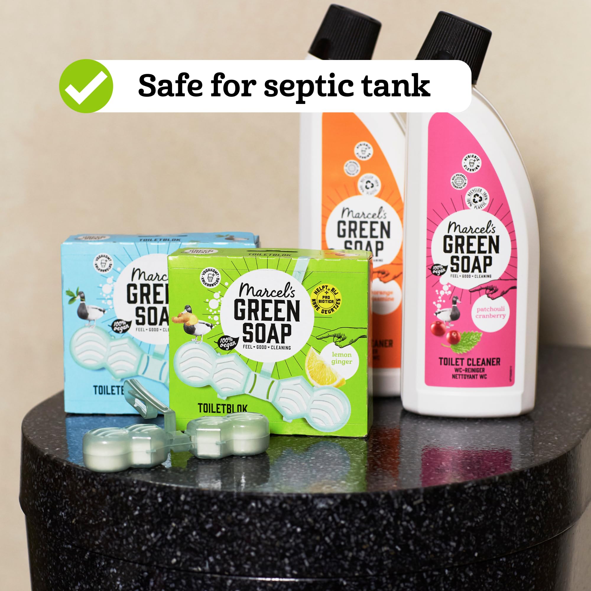 Marcel's Green Soap - Lemon & Ginger Toilet Block Fragrant Freshener 7