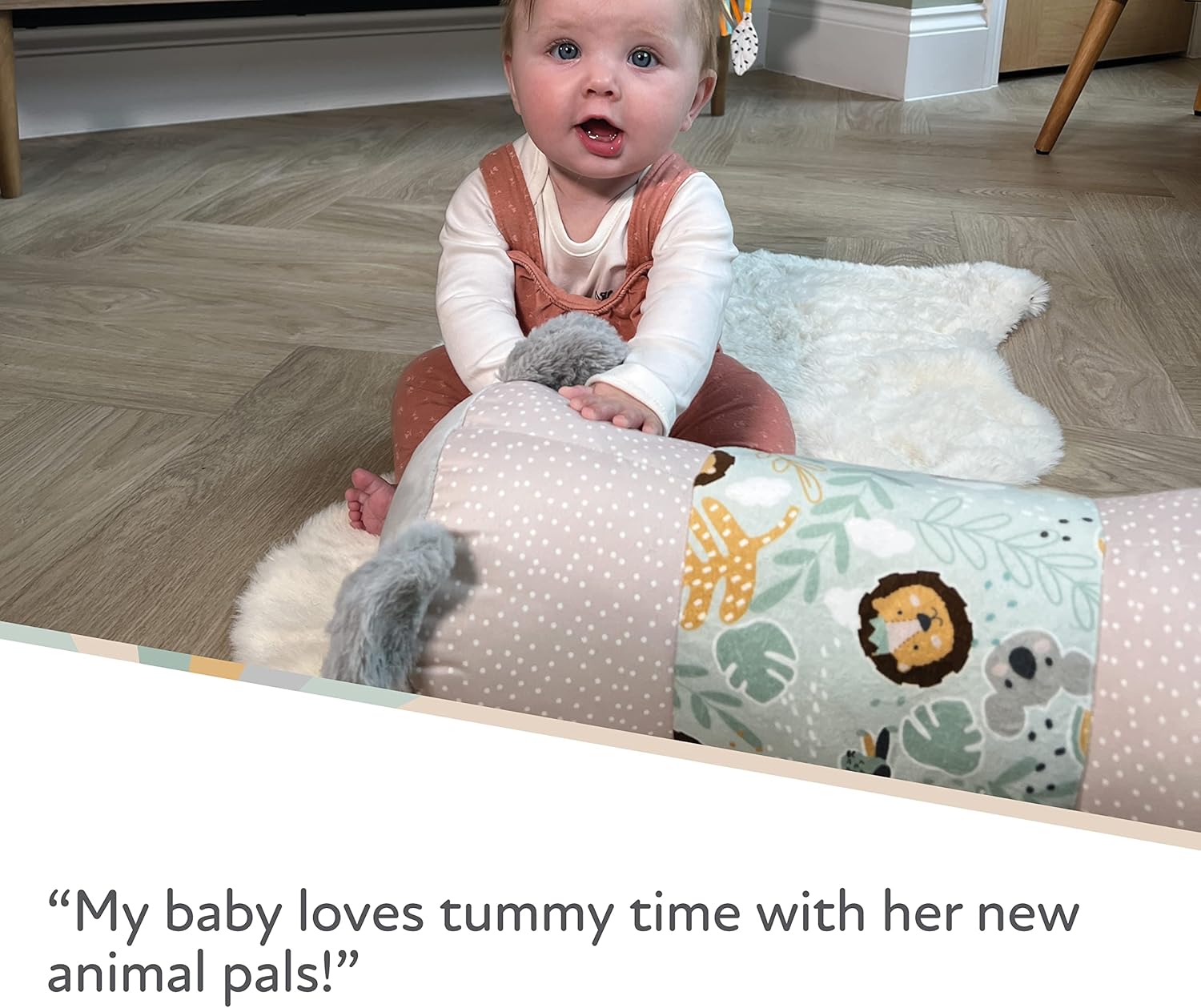 Nuby Animal Adventures Tummy Time Pillow - Sensory Play with Mirror & Crinkle Ears 5