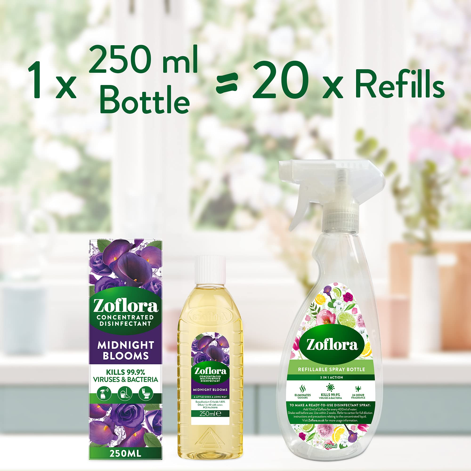 Zoflora Midnight Blooms Concentrated 3-in-1 Multipurpose Disinfectant (6 x 250ml) 6