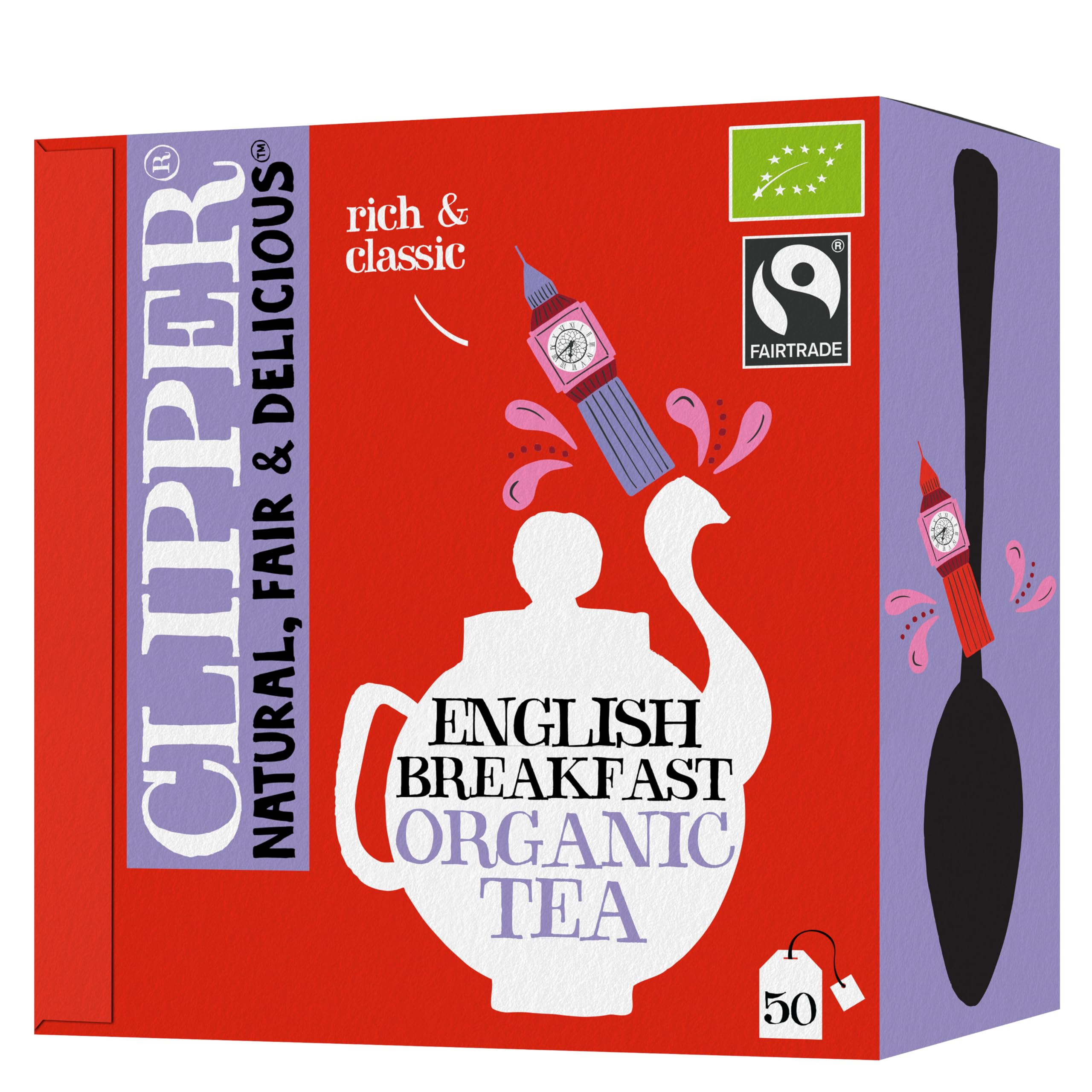Clipper Organic English Breakfast Tea - Full-Bodied Assam & Ceylon Blend | 50 Count Teabags