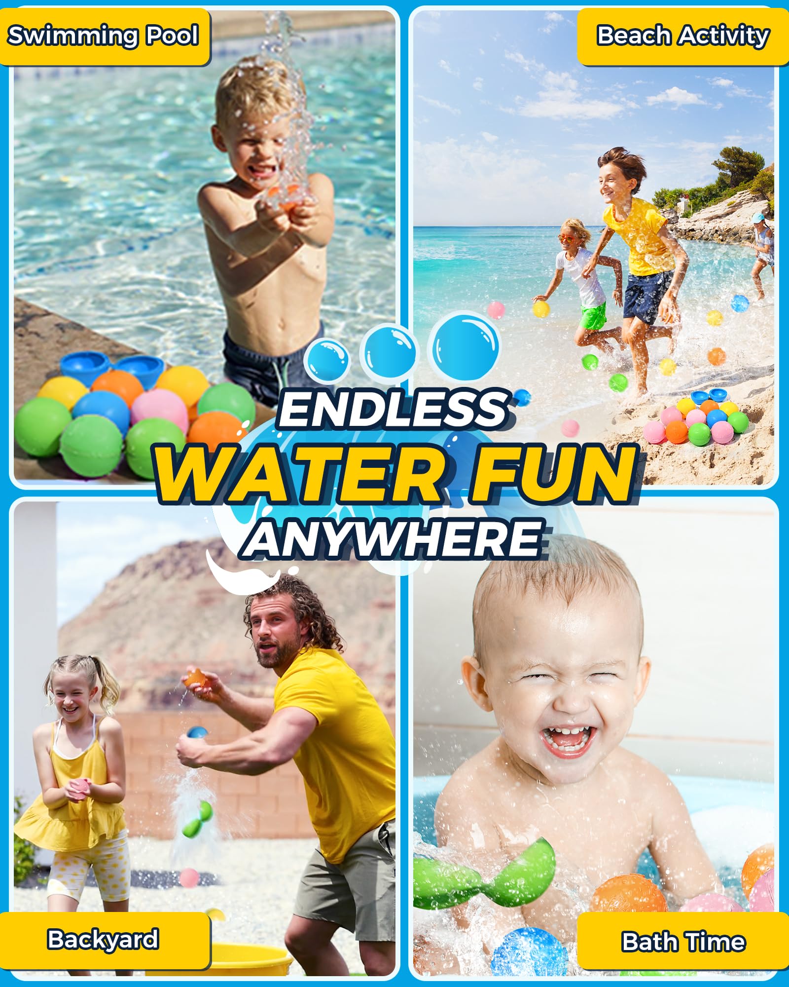 KOKODI Reusable Water Balloons - 12PCS Self Sealing Silicone for Ages 3+ | Instant Fill 2