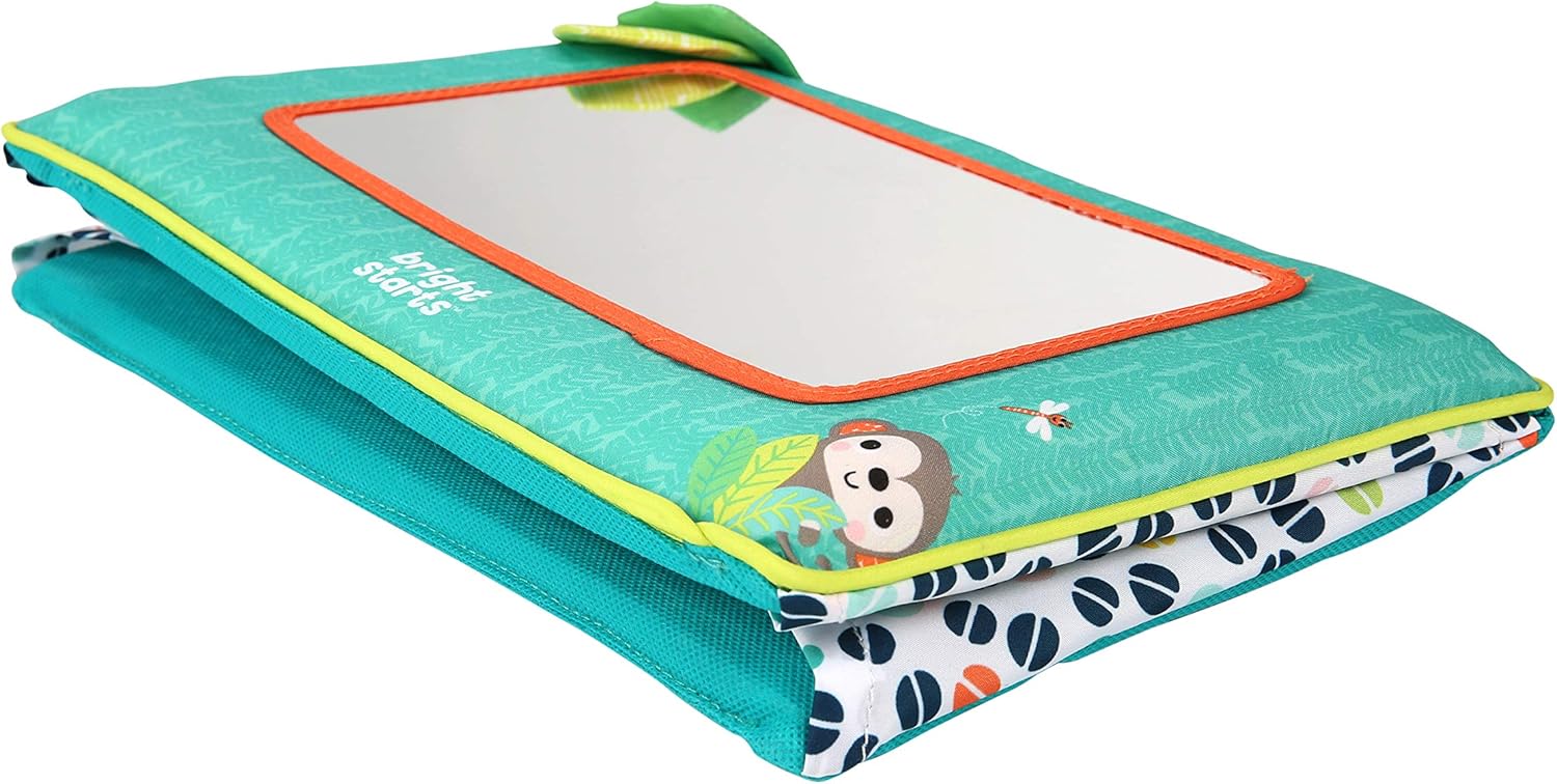 Bright Starts Sit and See Safari Floor Mirror - Crinkly Fabric & Foldable Design for Tummy Time 5