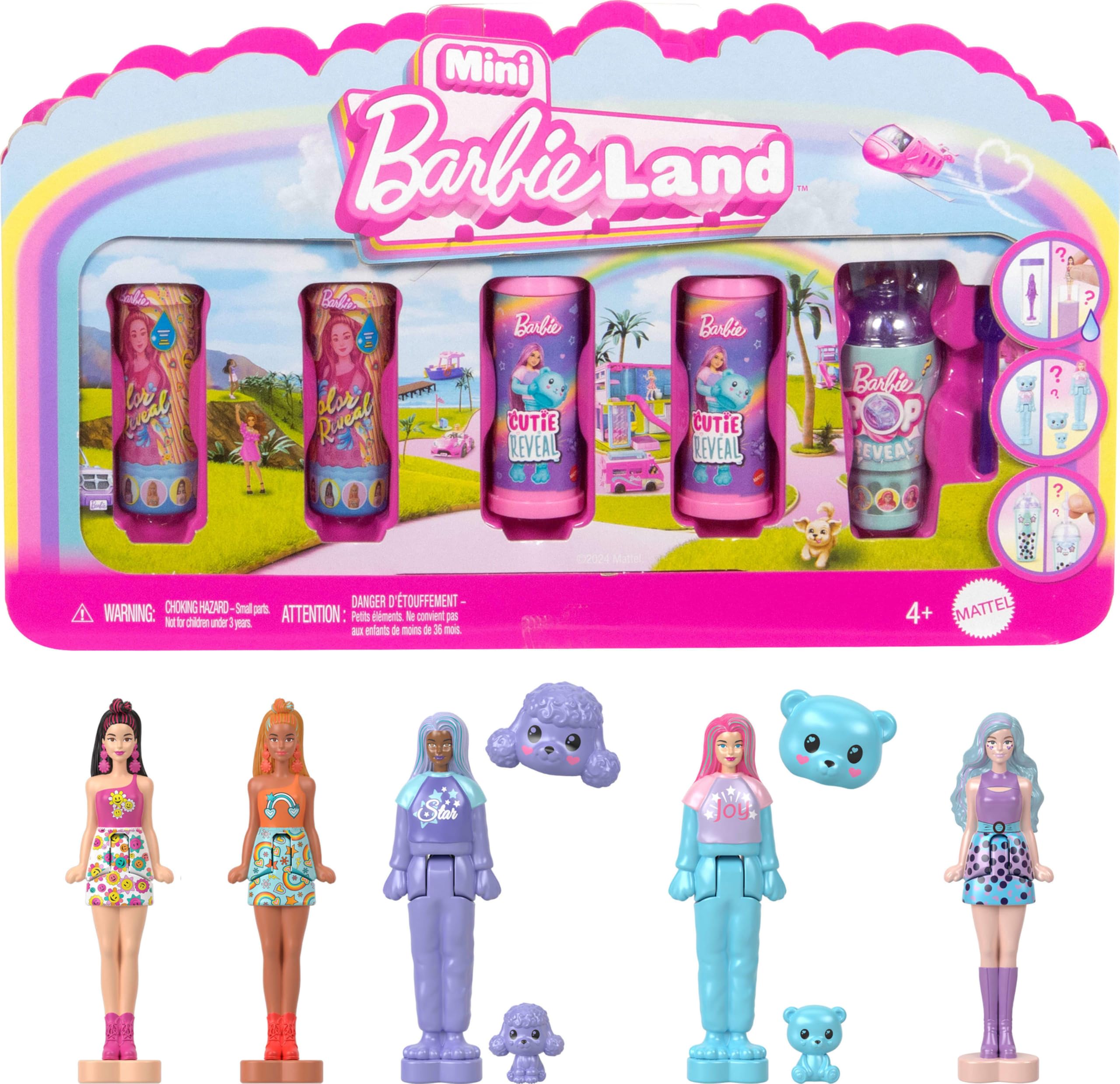 Barbie Mini Barbie Land 5-Pack Pop Reveal Dolls - 1.5-inch Collectible Dolls for Kids 4+