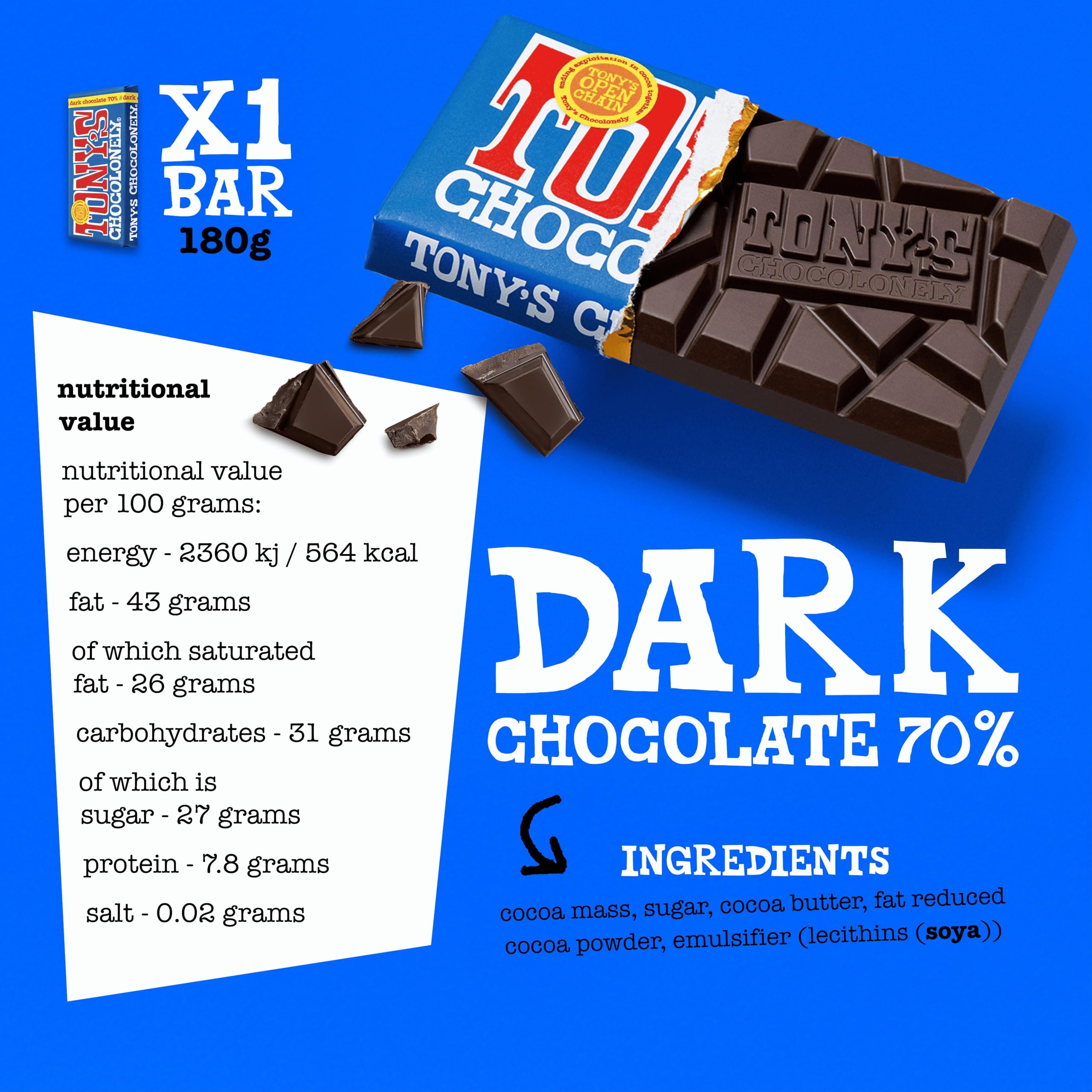 Tony's Chocolonely - Rainbowpack Classic Chocolate Variety Pack (6 x 180g) 12