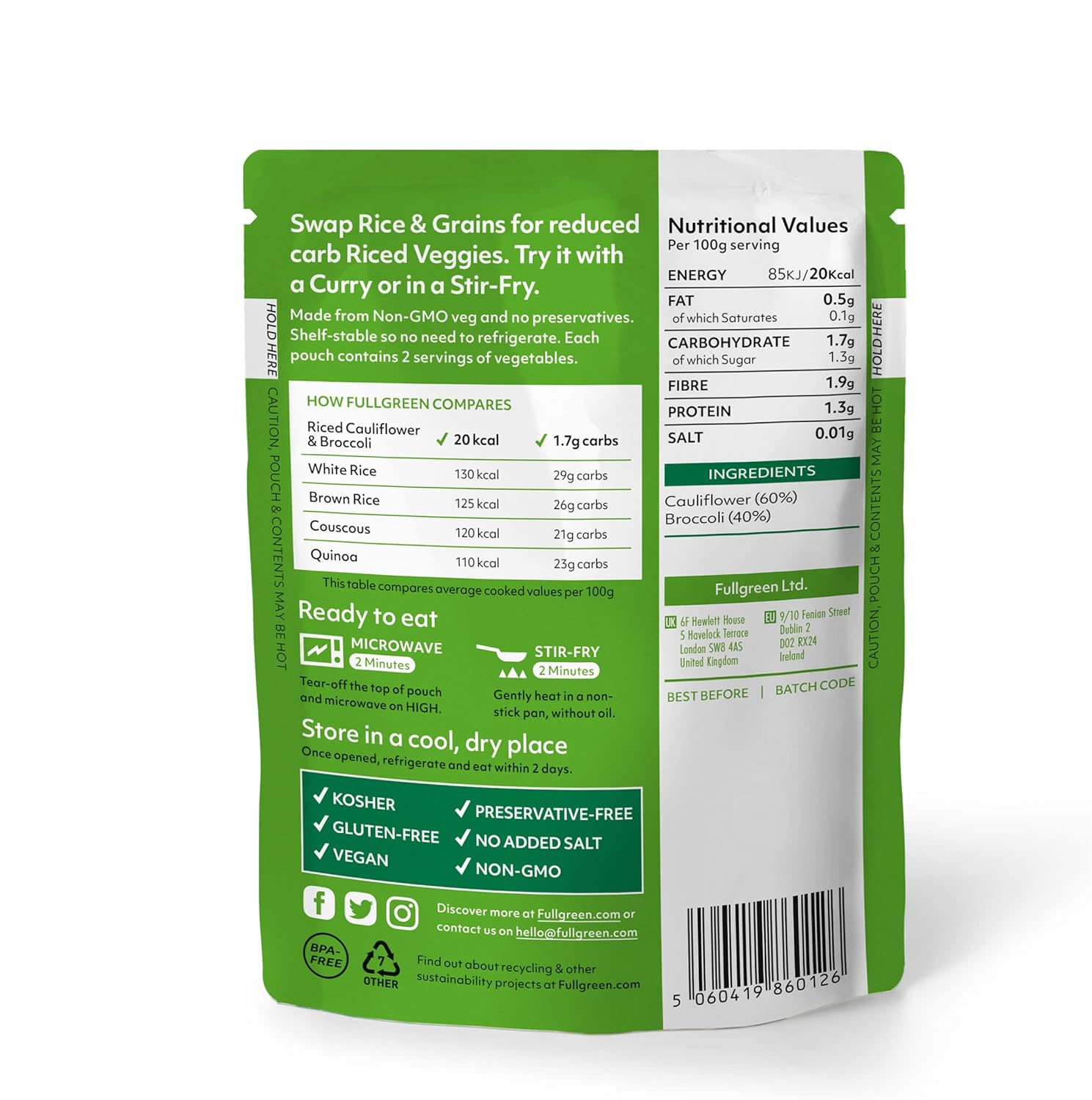 Fullgreen - Riced Broccoli & Cauliflower Plant-Based Low-Carb Rice Alternative 9