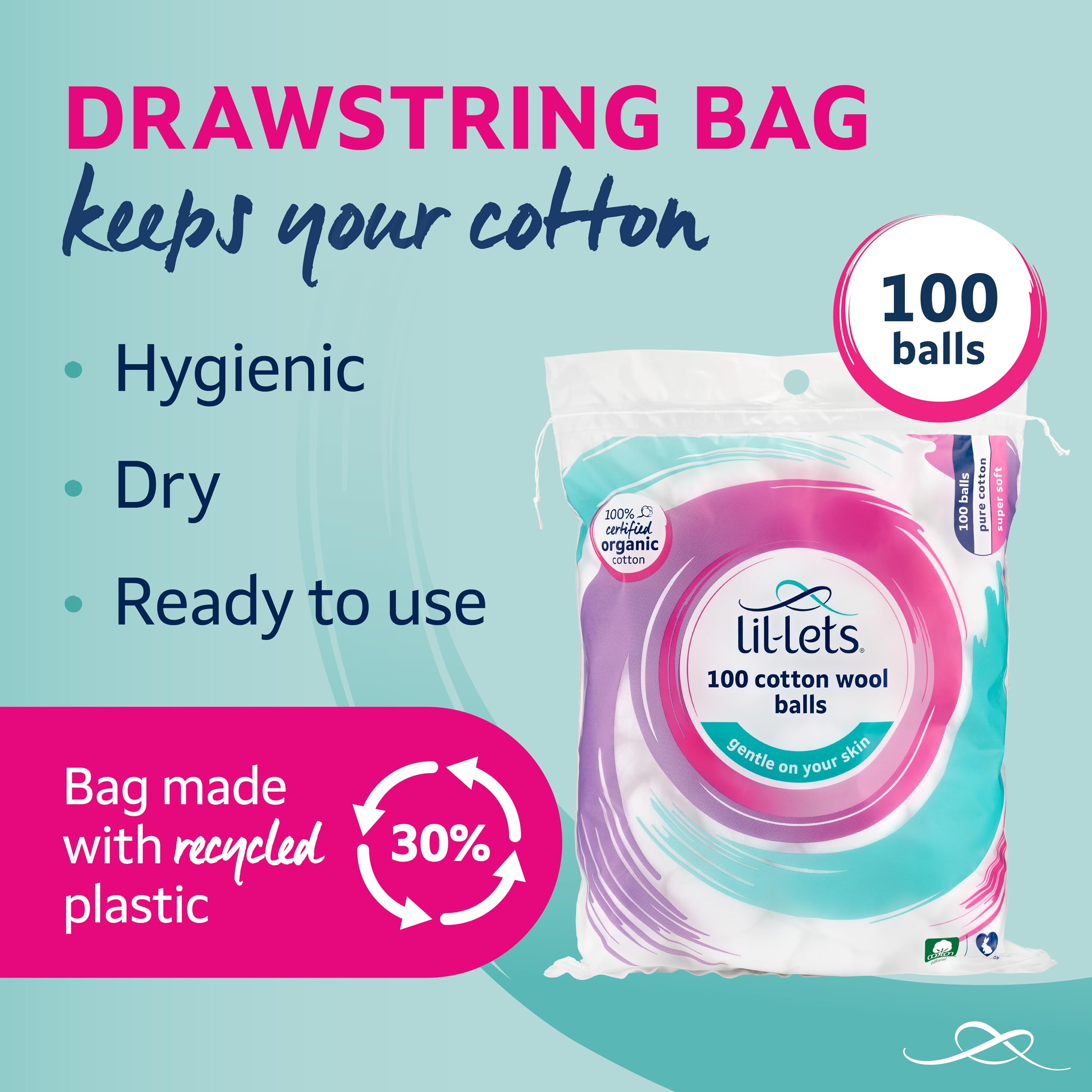 Lil-Lets Cotton Wool Balls - 100% Pure Organic Cotton, 100 Count 5