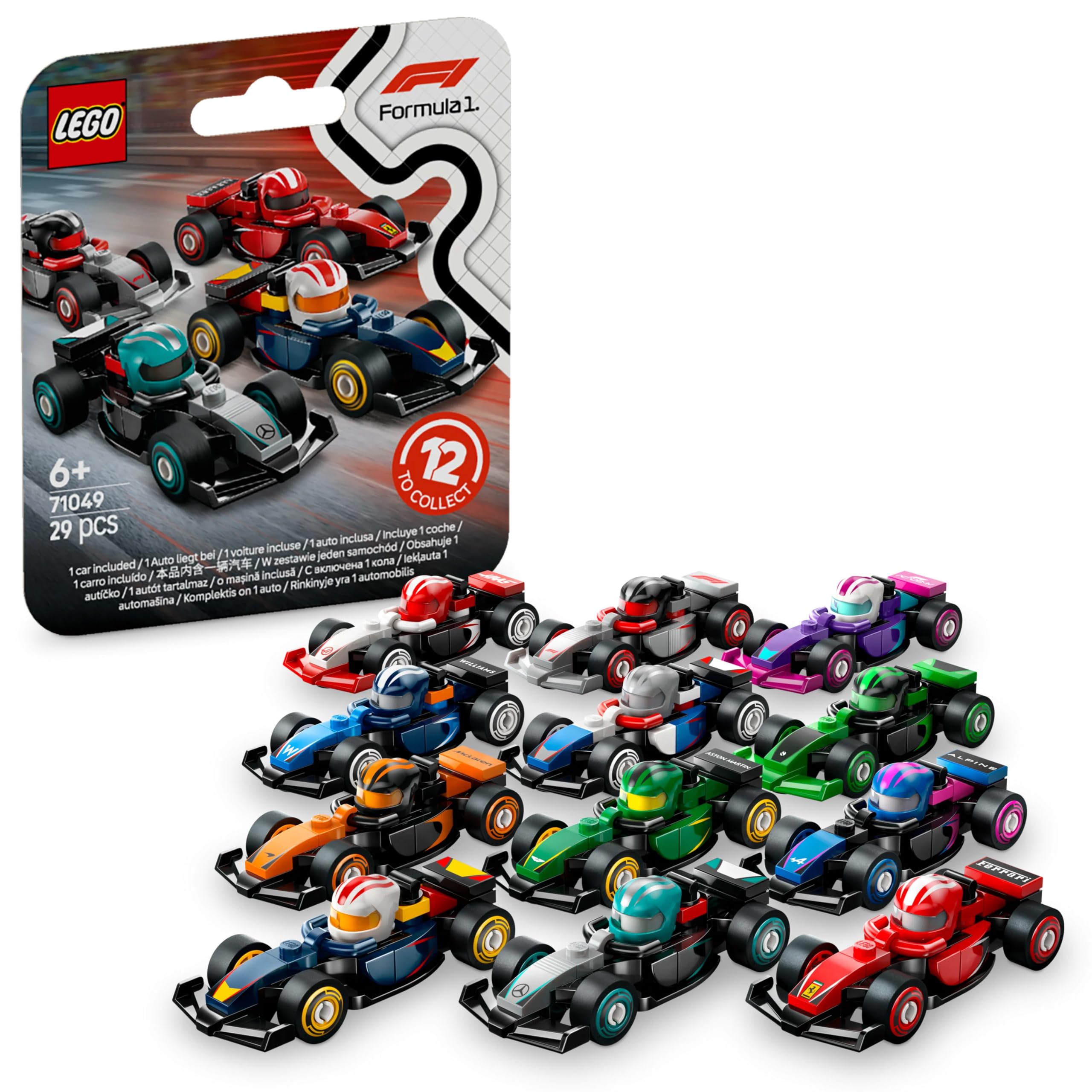 LEGO F1 Collectible Race Cars - 1 of 12 Mini Buildable Models with Moving Wheels for Kids 6+