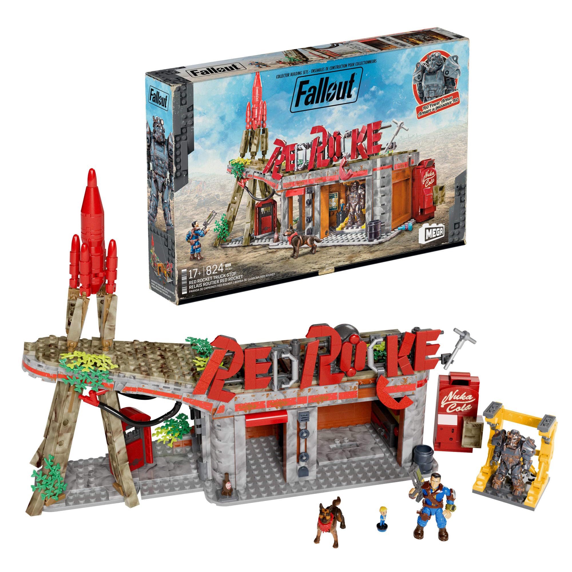 MEGA Fallout Red Rocket Truck Stop Building Set with Sole Survivor Figure - 824 Pieces