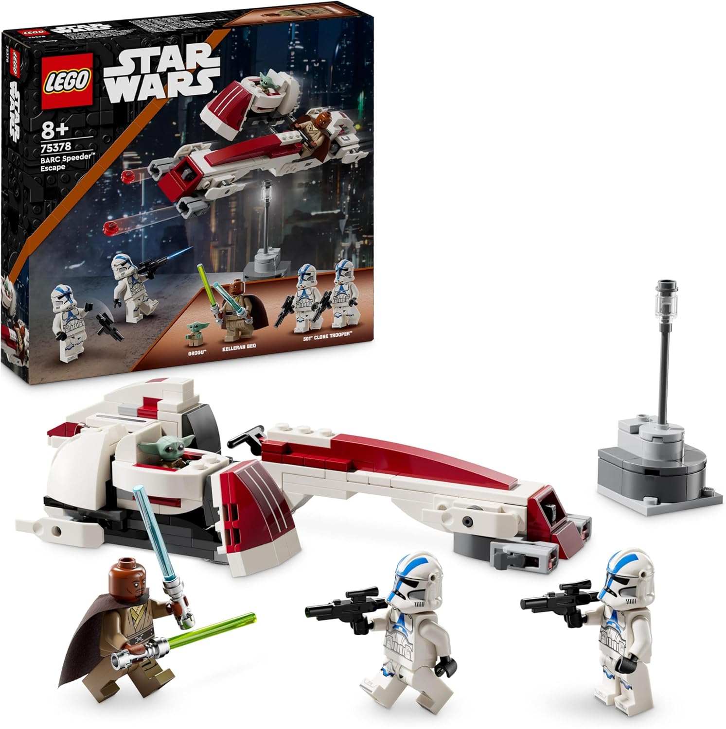 LEGO Star Wars BARC Speeder Escape Set 75378 - Building Toy with Kelleran Beq, Grogu & Clone Troopers
