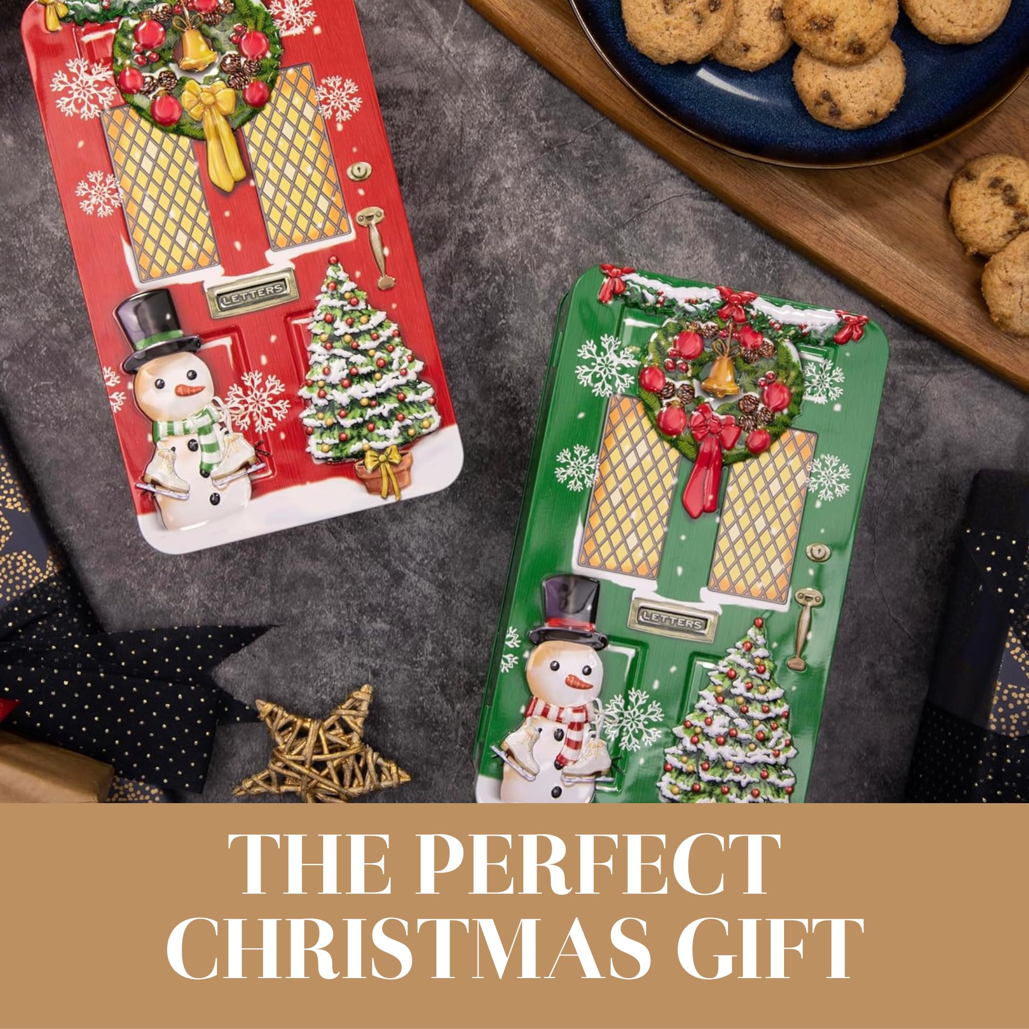The Silver Crane Co. - Green Christmas Door Gift Set Biscuit Tin 5