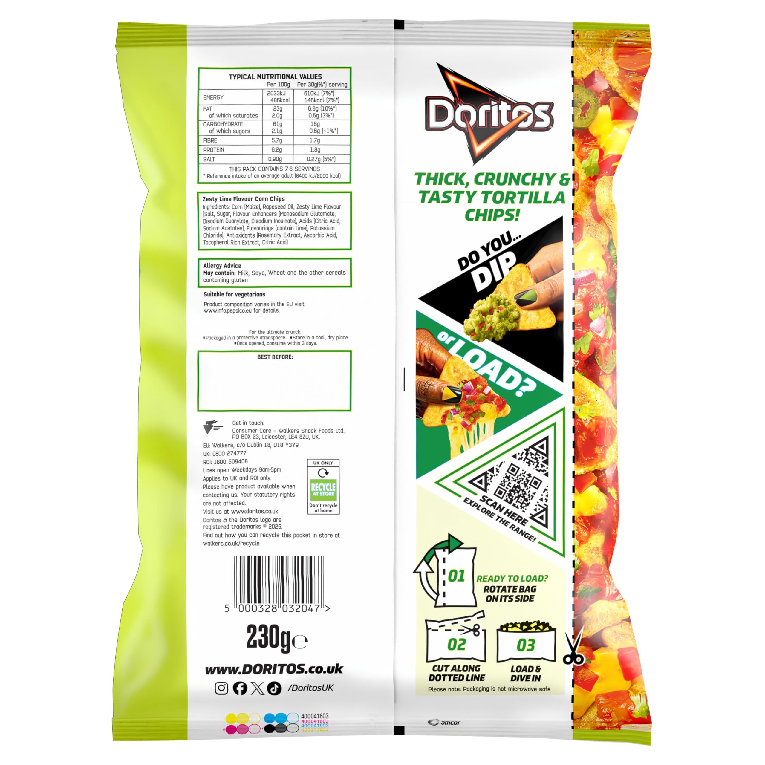 Doritos Dip or Load Zesty Lime Tortilla Crisps 230g 6