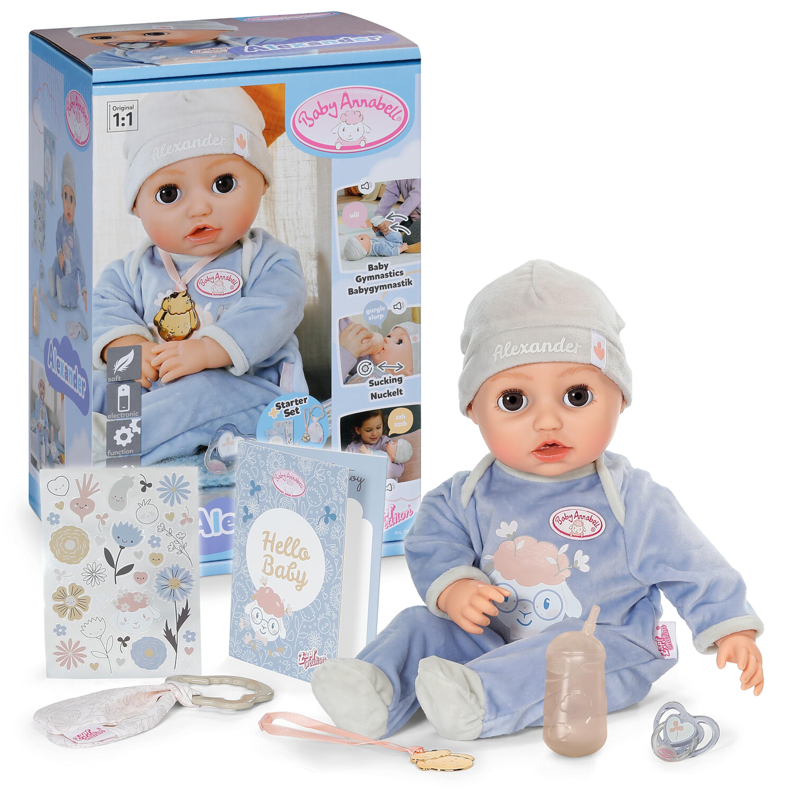 Baby Annabell Interactive Alexander 43cm Soft Bodied Doll with Realistic Movements 1