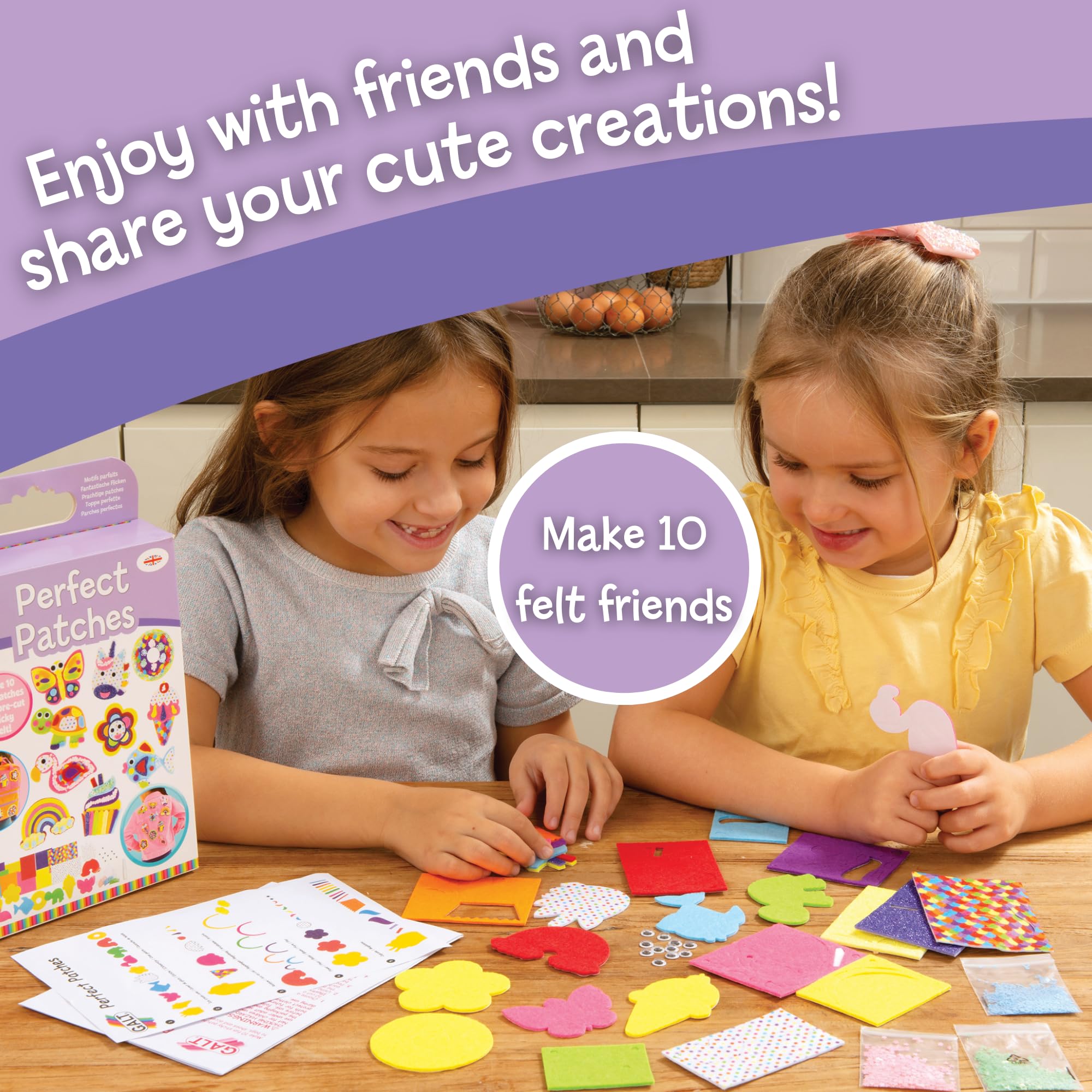 Galt Perfect Patches Arts and Crafts Kit - 10 Fun Fuzzy Felt Faces for Ages 5+ 6