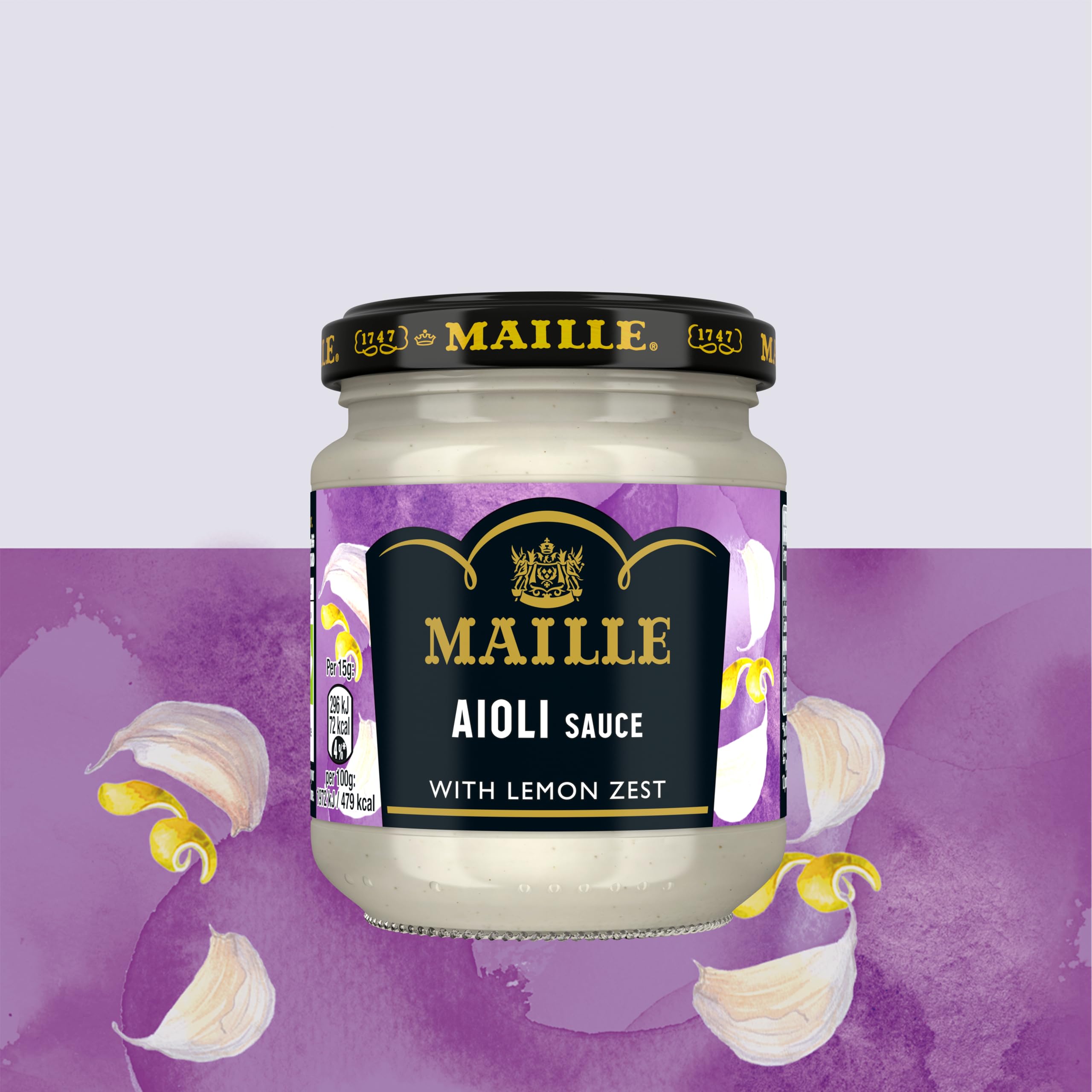 Maille Aioli Sauce with Garlic, Lemon Zest & Black Pepper - Dipping & Cooking Sauce 5