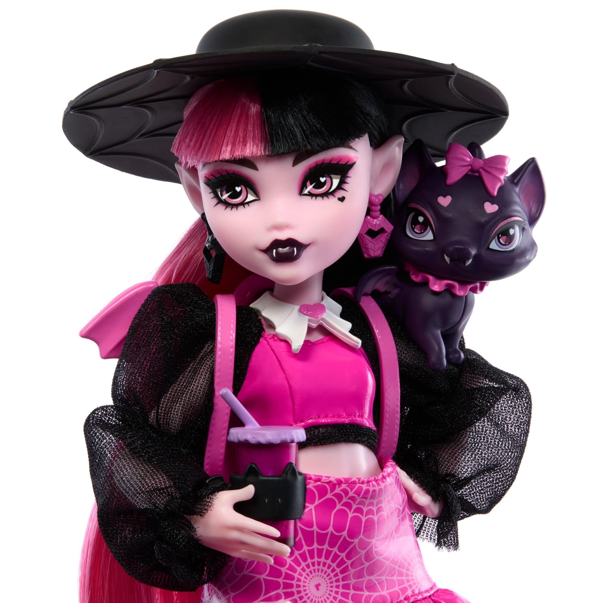 Monster High Draculaura Doll with Pet Bat-Cat Count Fabulous and Accessories like Backpack, Spell Book, Bento Box and More 6