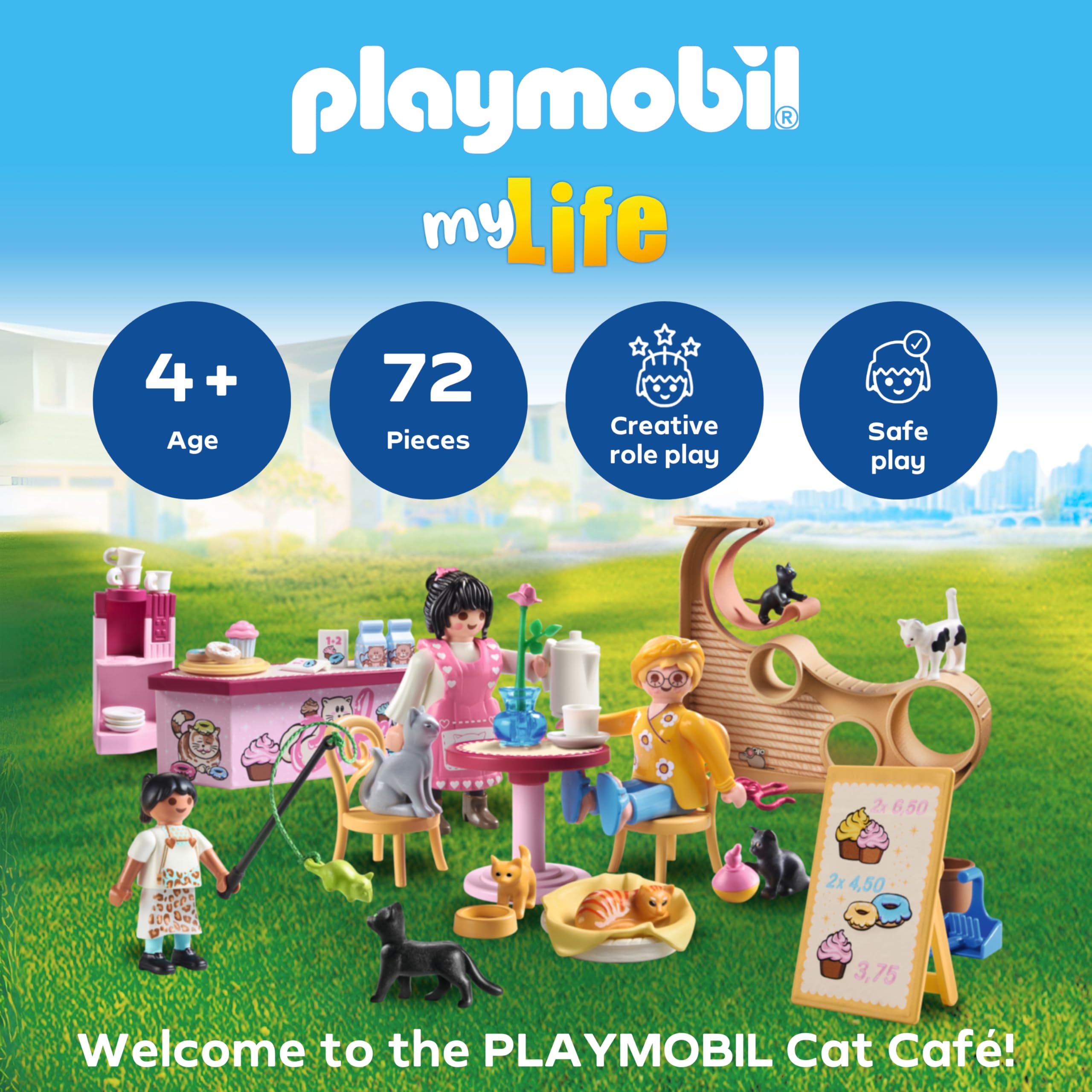 Playmobil My Life Cat Café Playset - Animal Figures Toy for Kids Aged 4 and Up 4
