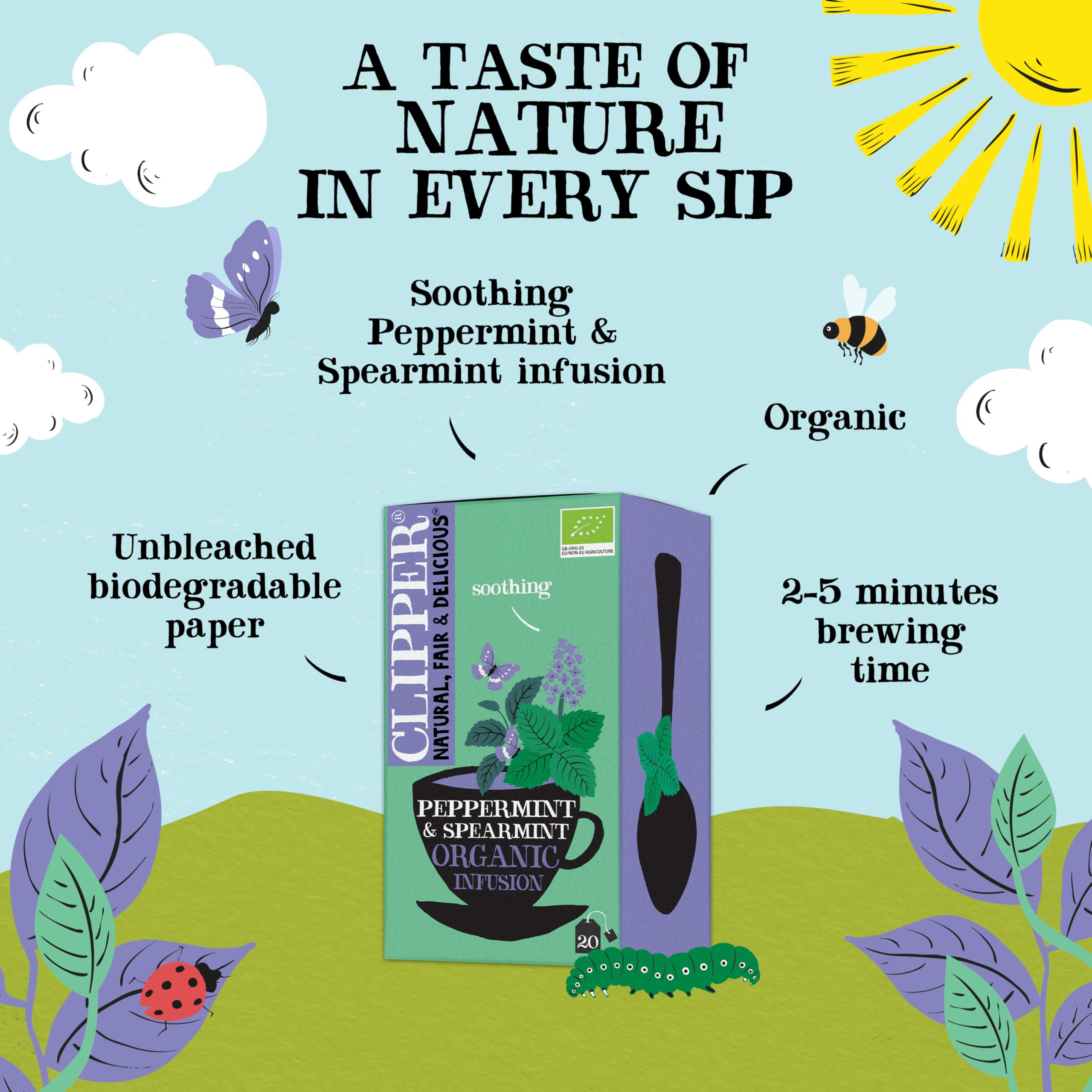 Clipper Organic Peppermint & Spearmint Infusions Fruit Teabags - 80 Unbleached Tea Bags 7