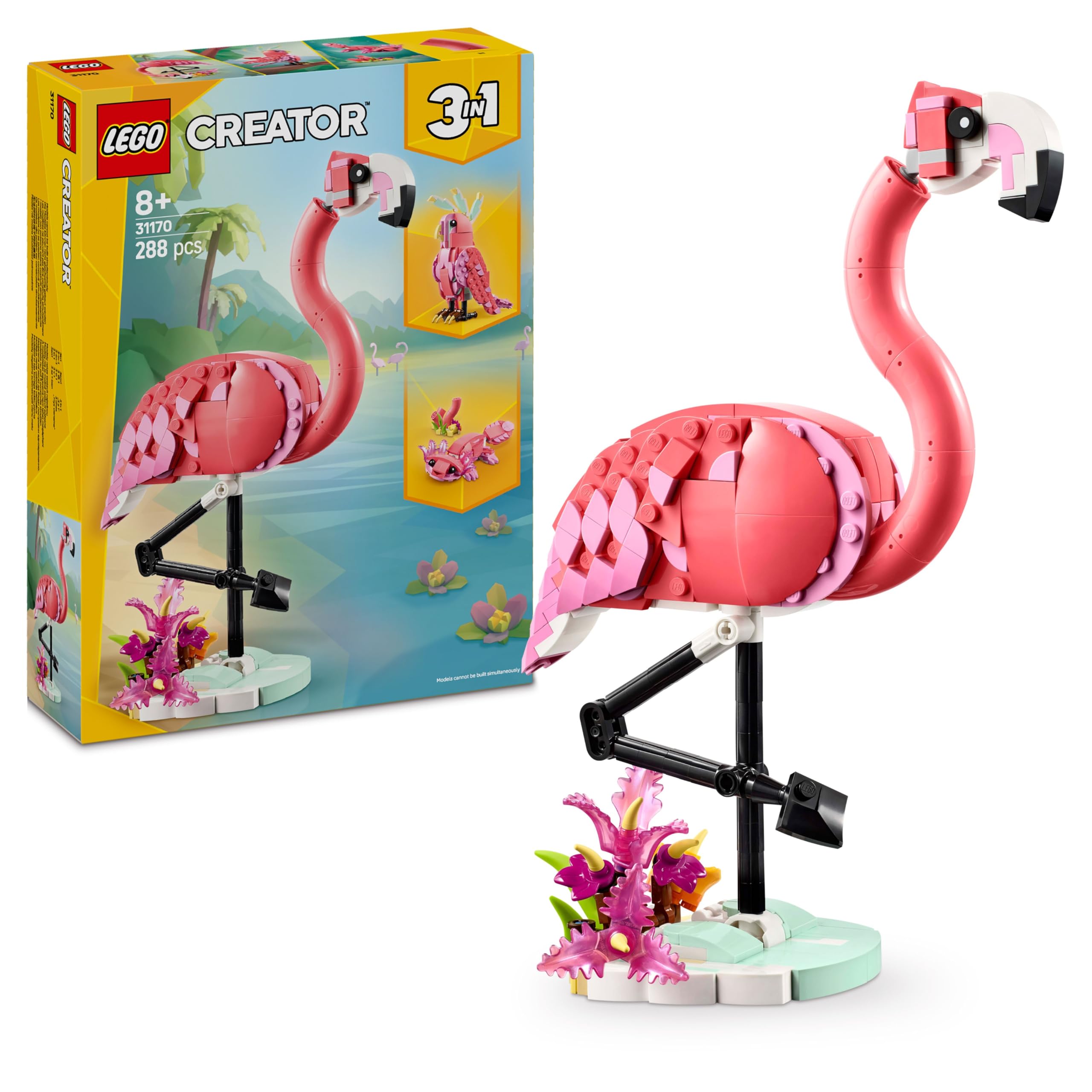 LEGO Creator 3in1 Wild Animals: Pink Flamingo Building Set - 3 Animal Models for Ages 8+