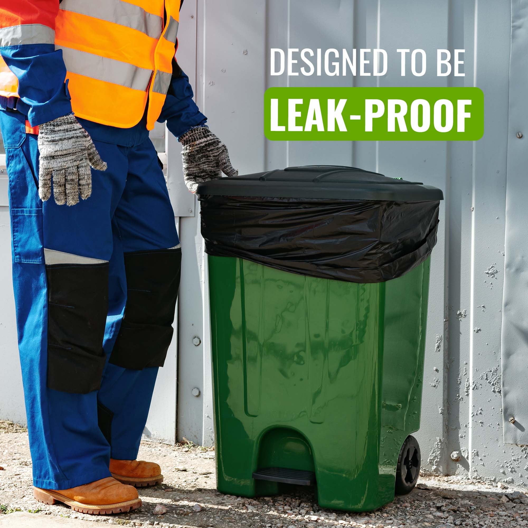 EcoBag 5 Pack Eco-Friendly Heavy-Duty Wheelie Bin Liners - 240L - 18 Microns - Recycled Plastic 3