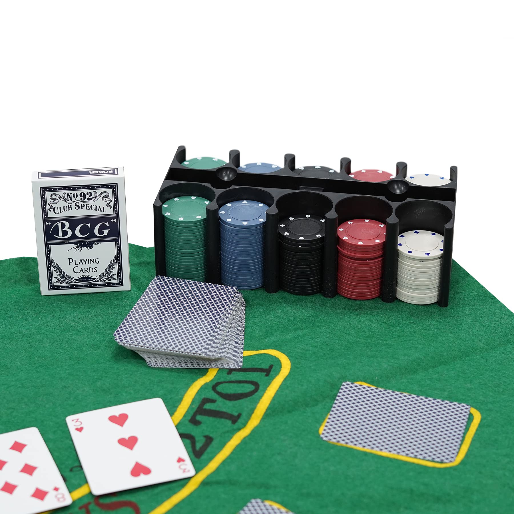 Tanness 200 Pcs Casino Poker Set with Chips, Cards, and Playing Mat for Texas Hold'em and Blackjack 9