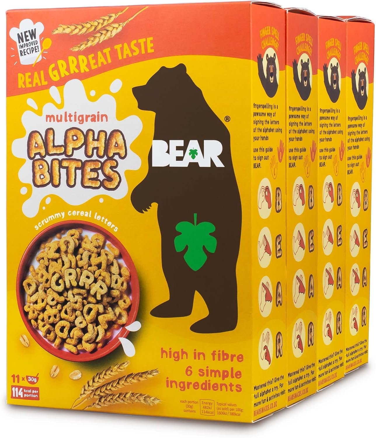 BEAR Alphabites Multigrain Cereal for Kids - High Fibre Breakfast Cereal - 350g