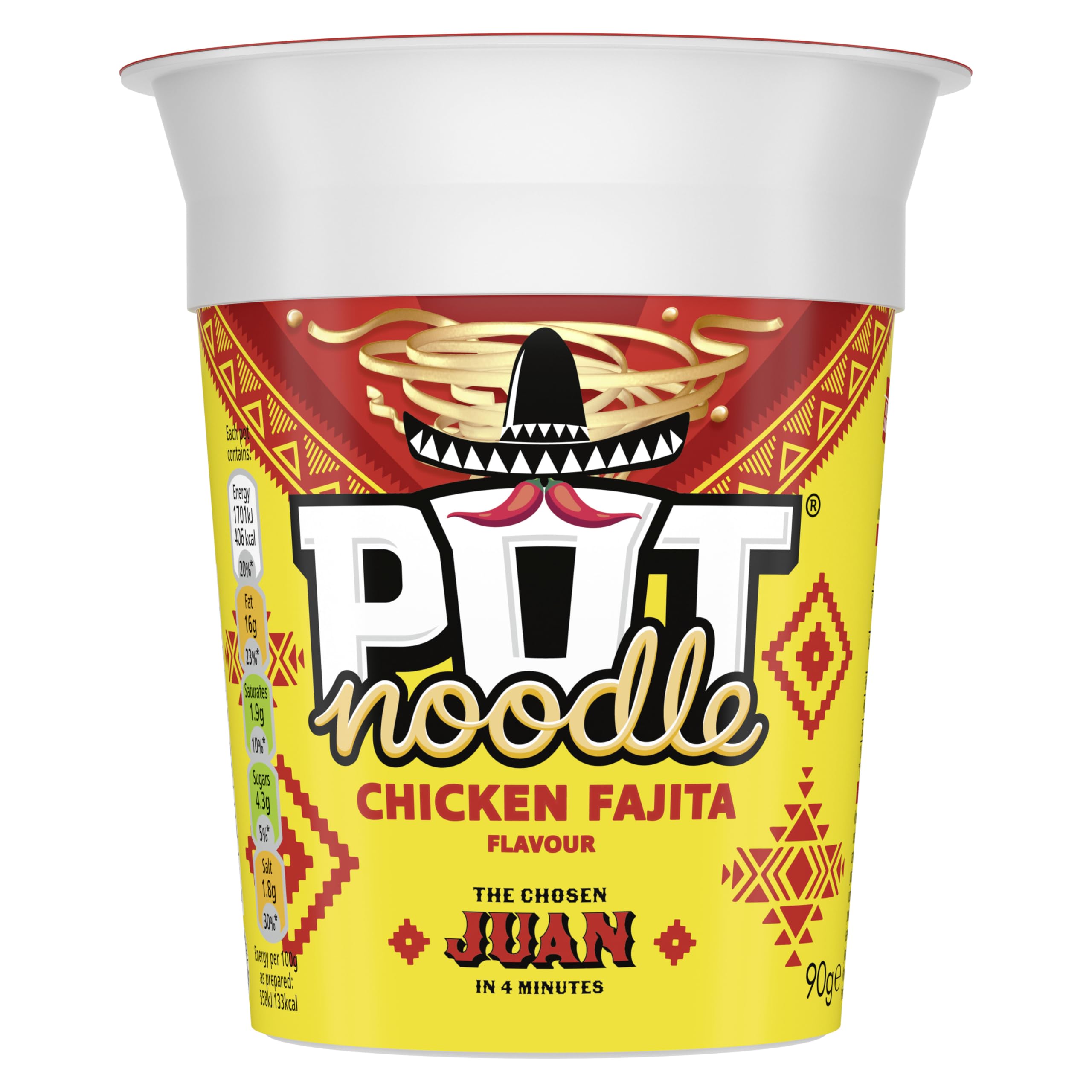 Pot Noodle Chicken Fajita Snack Pot - Instant Noodles, Vegan, 90g