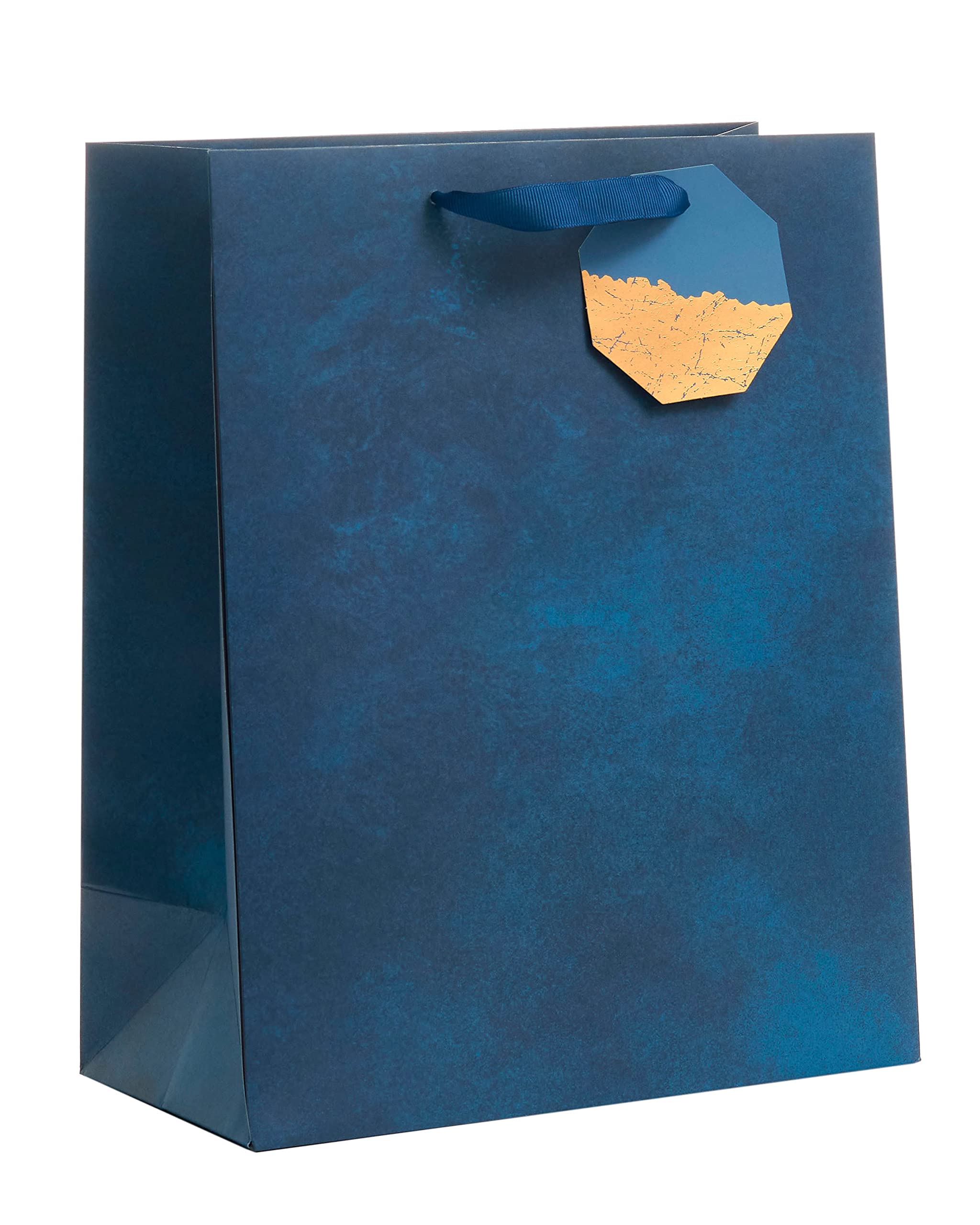 UK Greetings Large Gift Bag - Navy Inky Blue with Foil Tag | Perfect for Birthdays & Parties 1