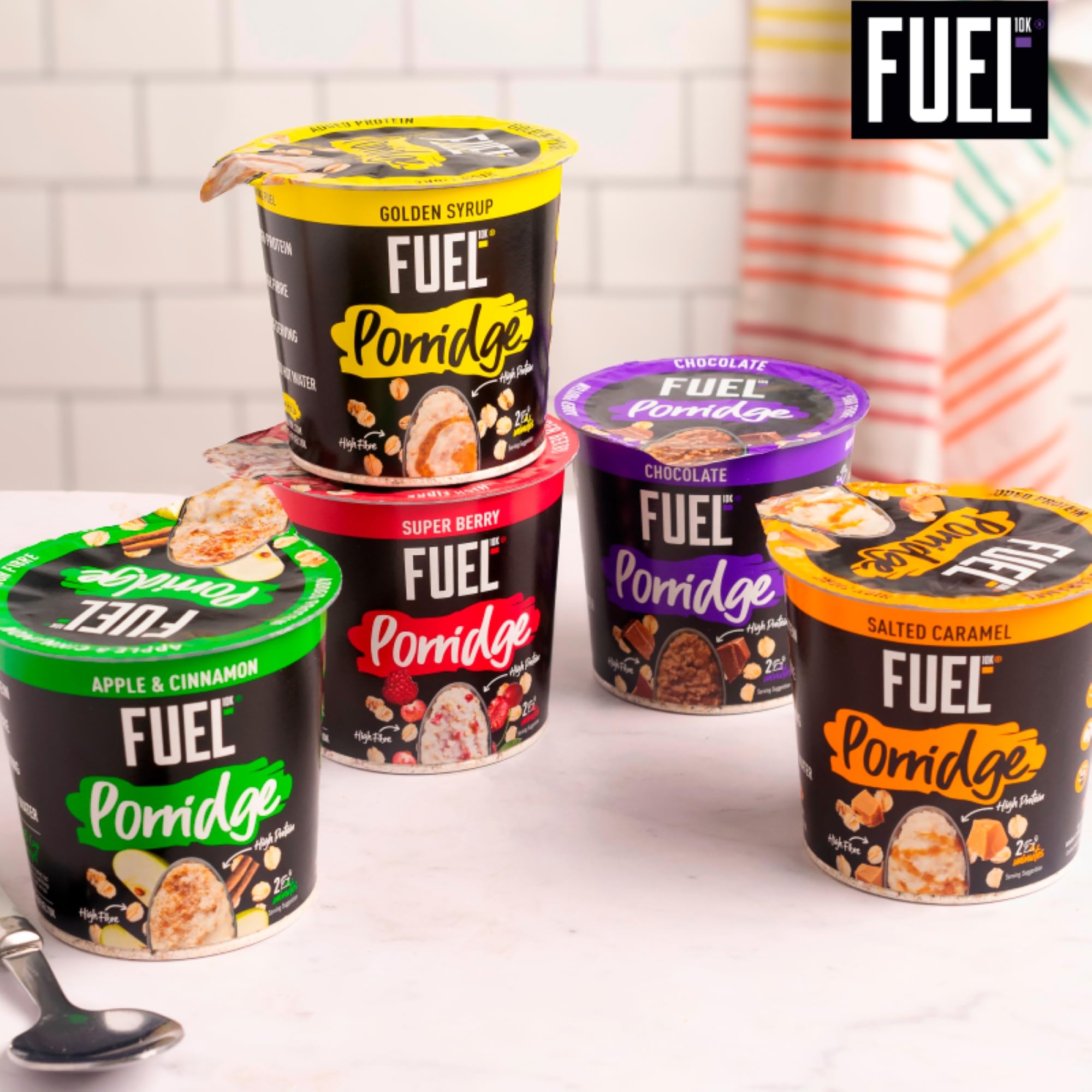 FUEL10K Chocolate High Protein Porridge Oat Cereal Pot - 8 x 70g 6
