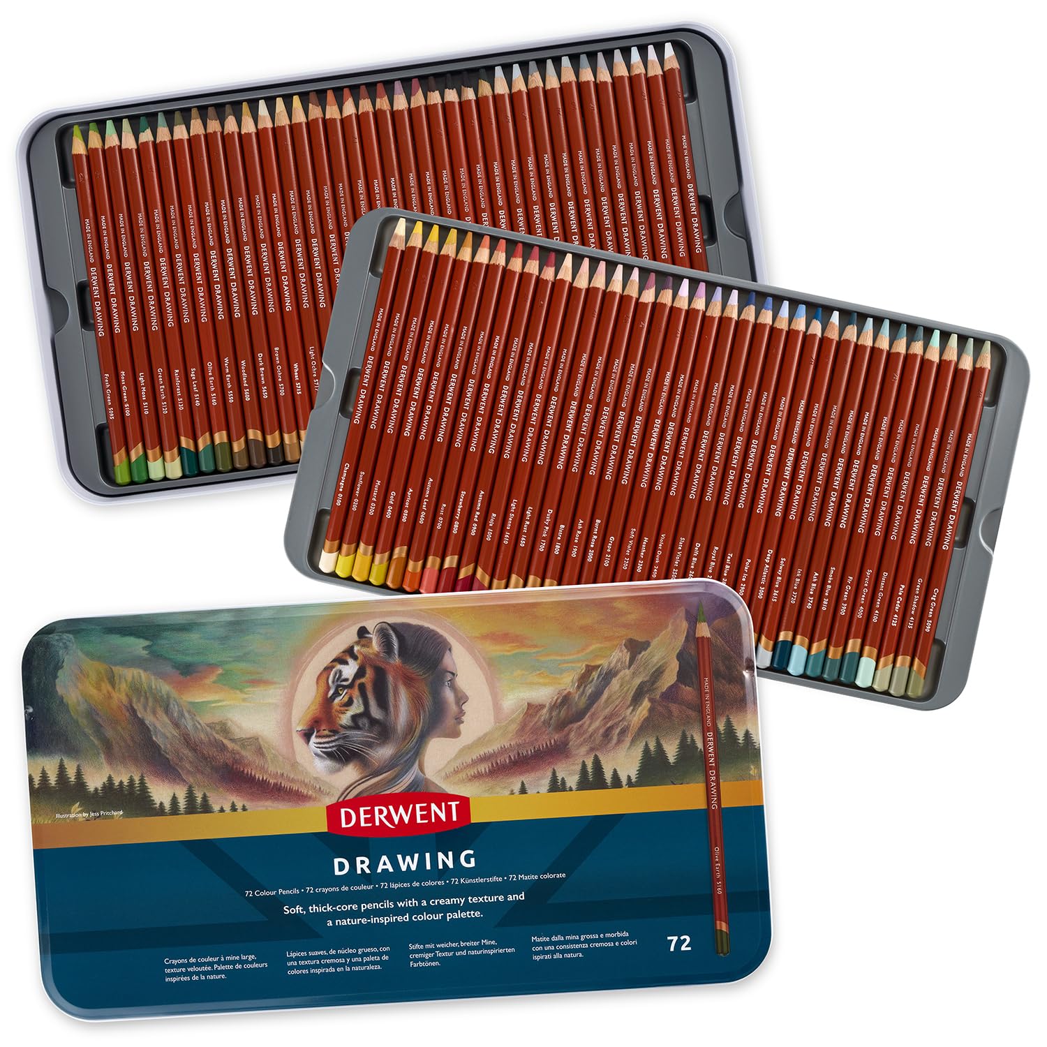 Derwent Drawing Pencils - Set of 72 Earthy Tones | 5mm Round Core | Blendable