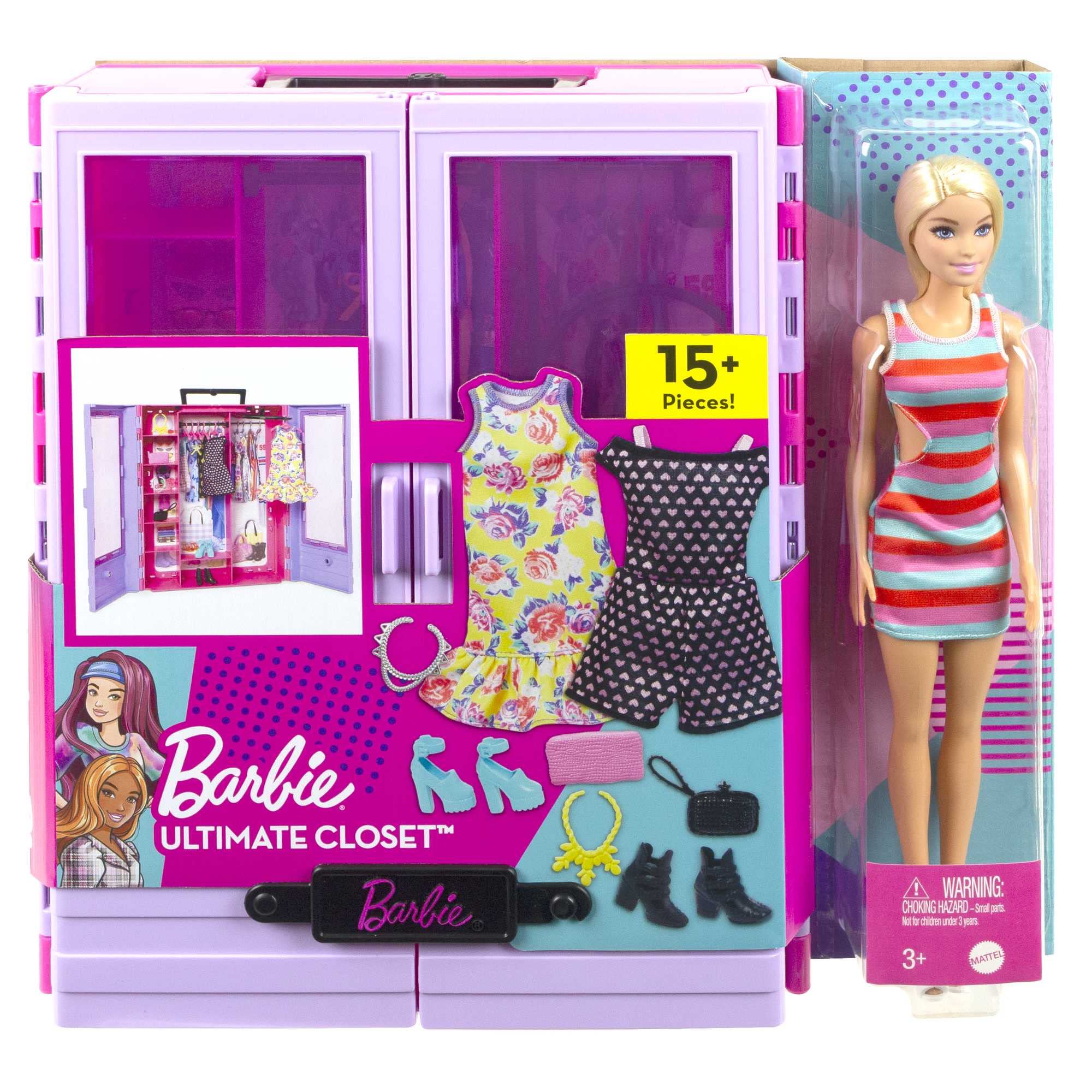 Barbie Fashionistas Ultimate Closet Playset - Doll with 3 Outfits, 6 Hangers & 15 Accessories, Ages 5-18 6