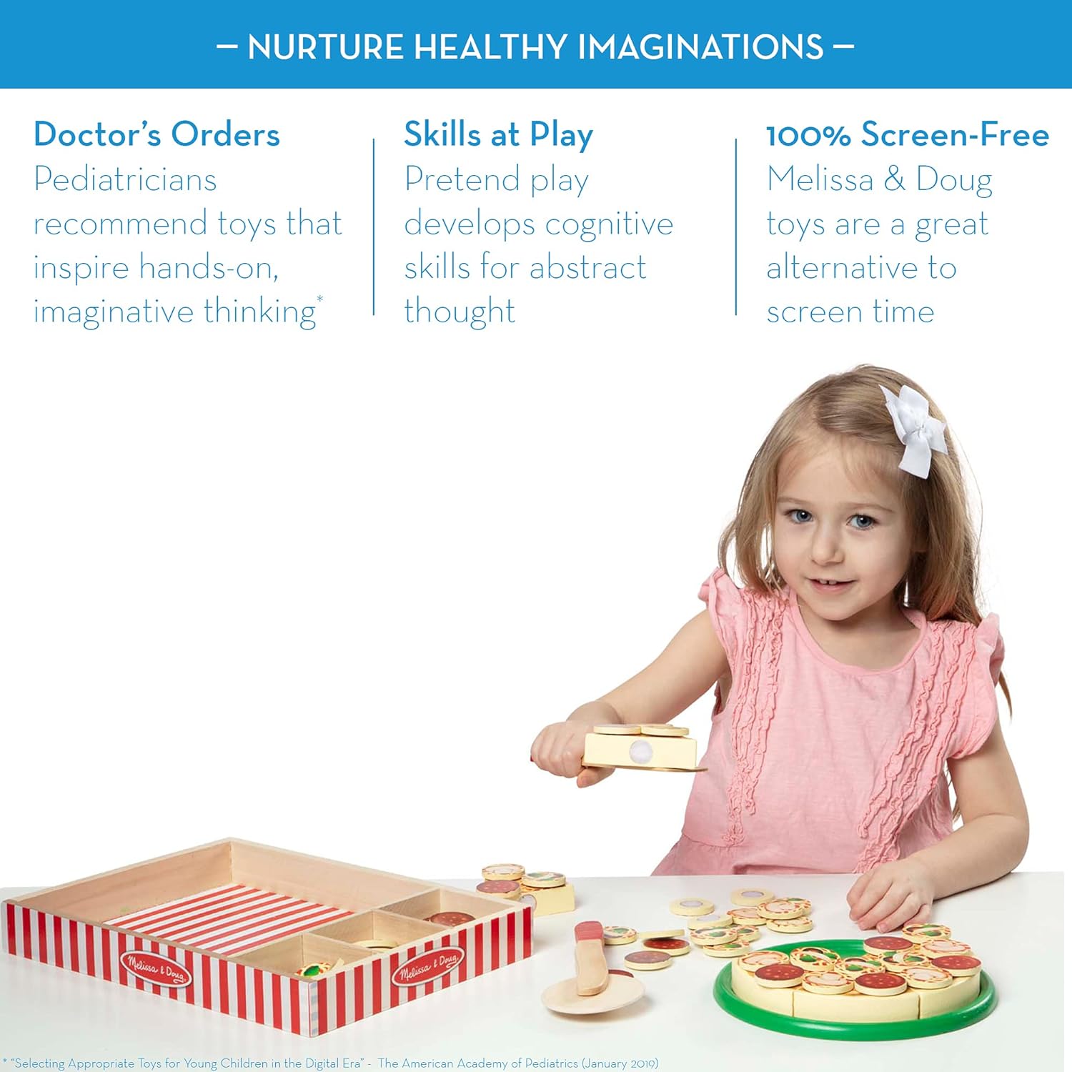 Melissa & Doug Wooden Pizza Party Play Set - Pretend Play Food for Ages 3+ 5