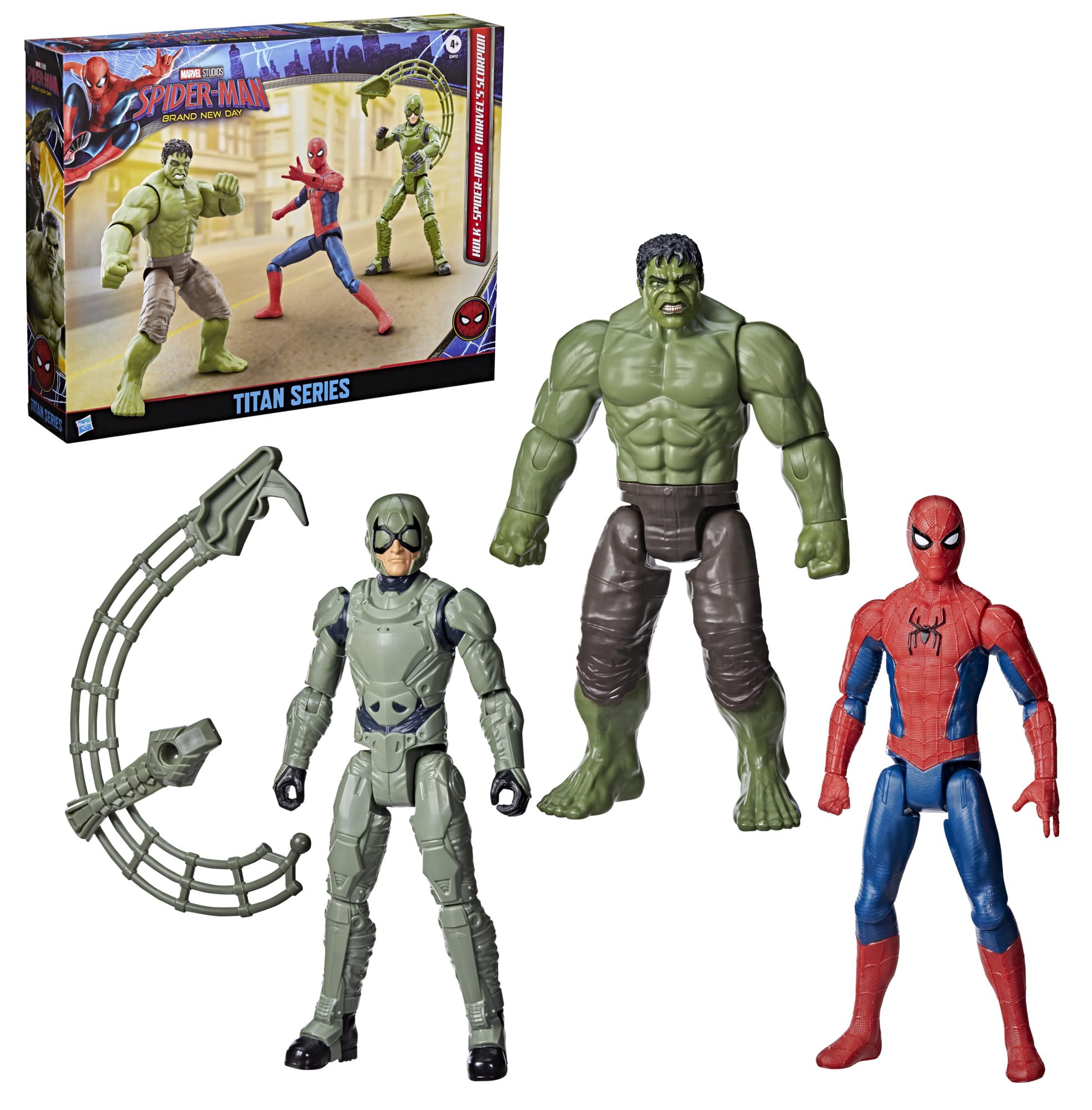 Marvel Titan Series Action Figures - Spider-Man, Hulk, & Marvel's Scorpion 3-Pack | 11.5-Inch Poseable 2
